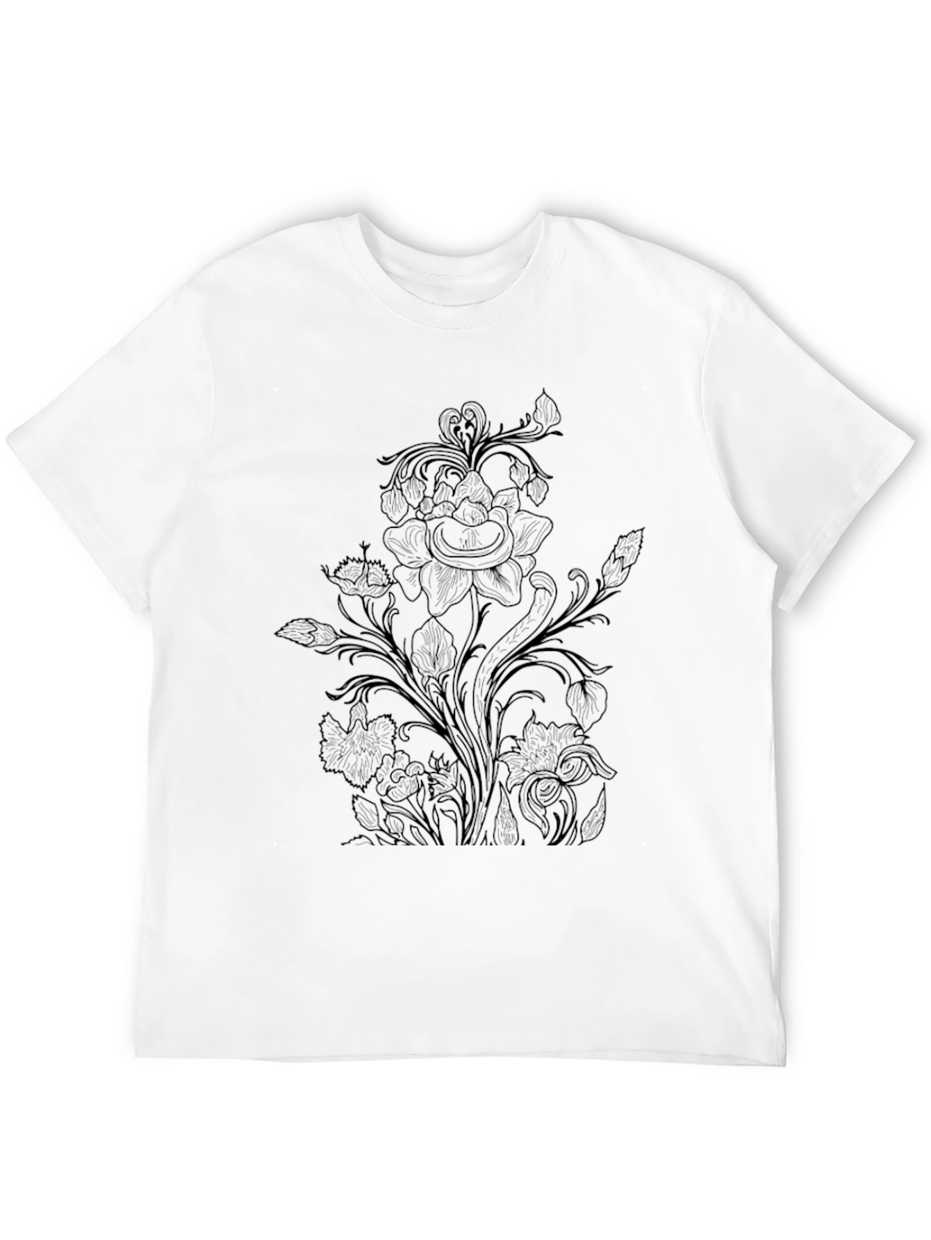 Camiseta Negra con Diseño Floral para Hombre