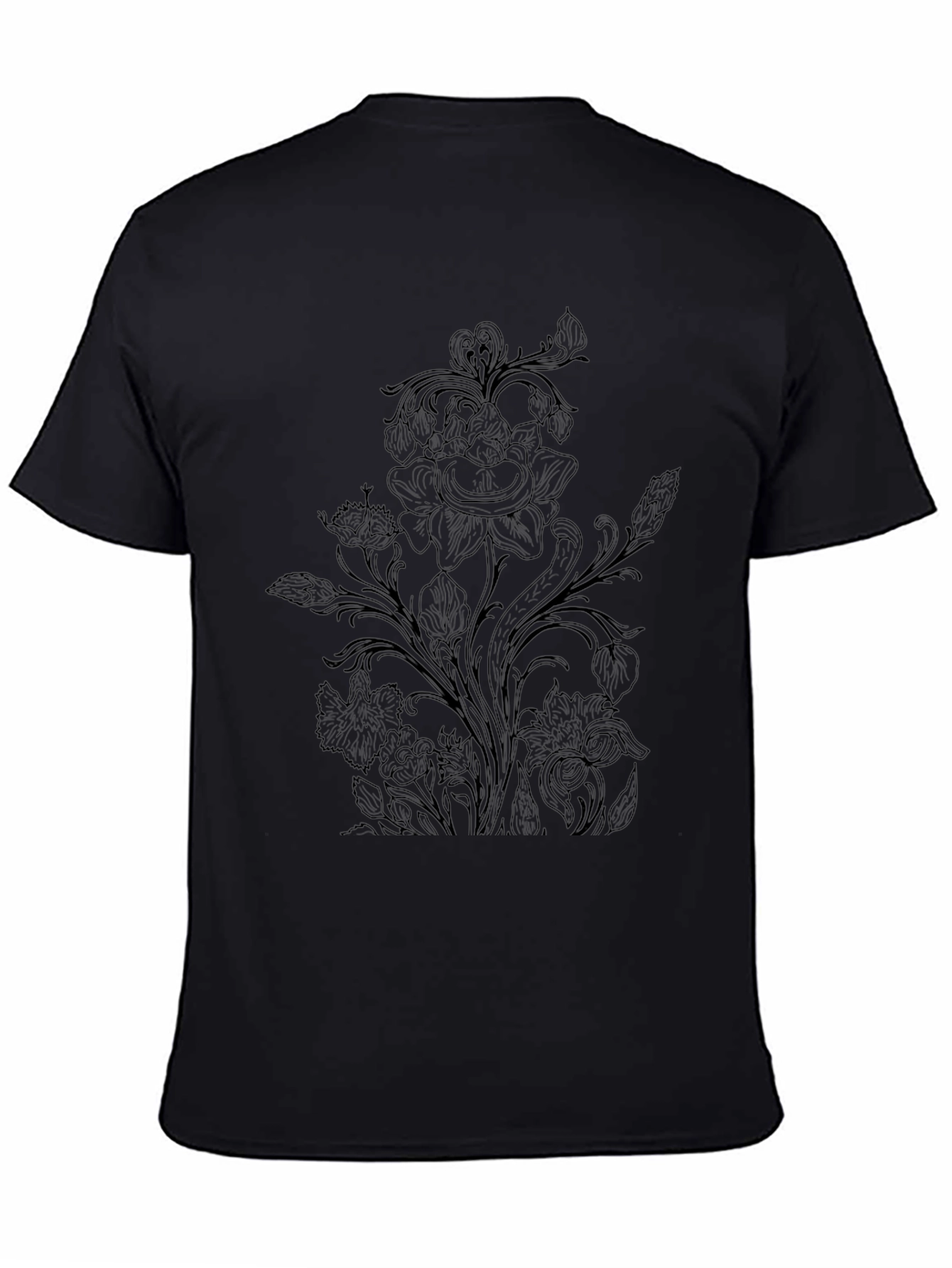 Camiseta Negra con Diseño Floral para Hombre