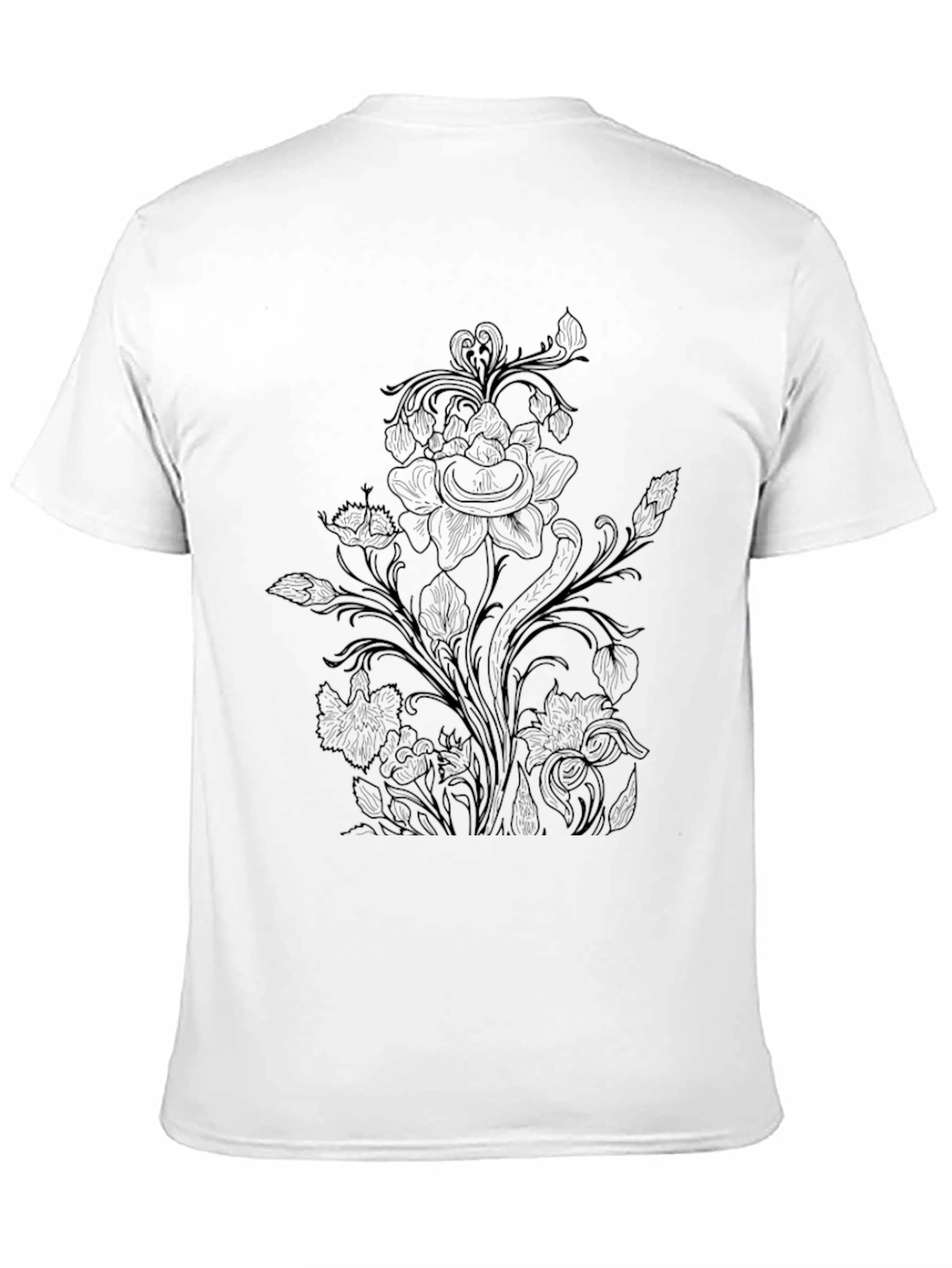 Camiseta Negra con Diseño Floral para Hombre
