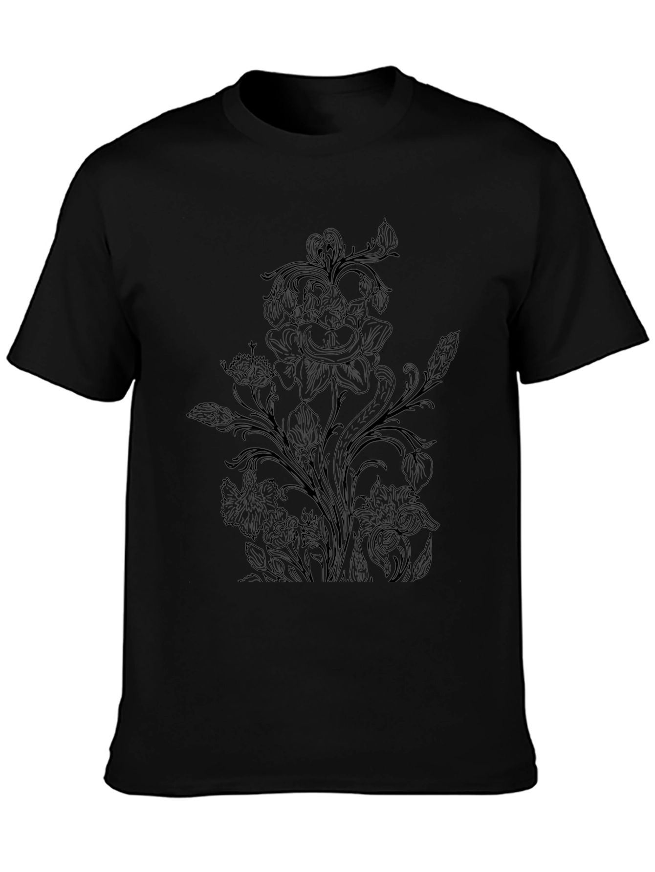 Camiseta Negra con Diseño Floral para Hombre