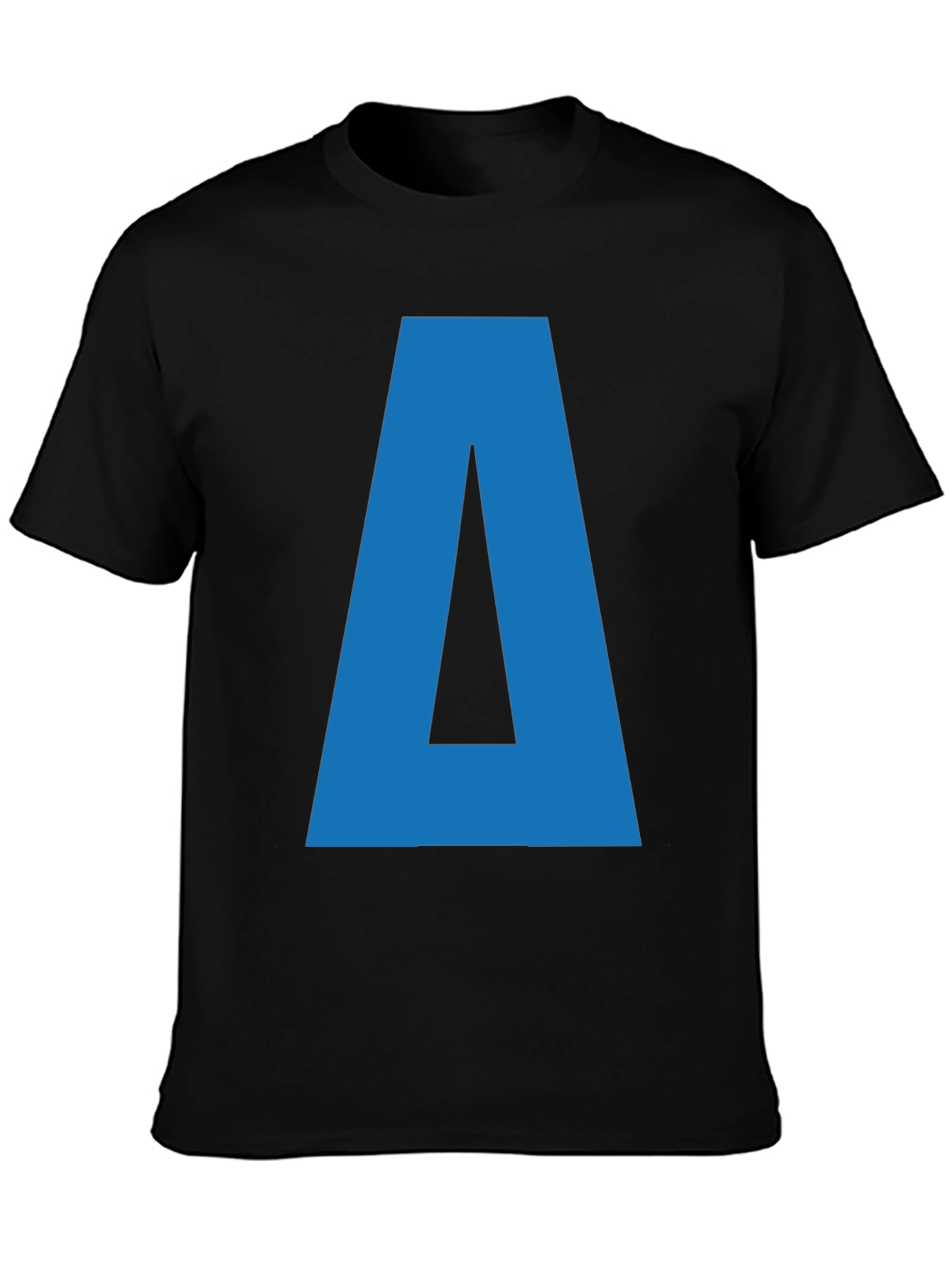 Camiseta Negra con Letra Azul A para Hombre