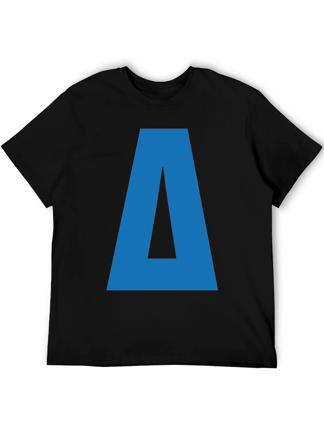 Camiseta Negra con Letra Azul A para Hombre