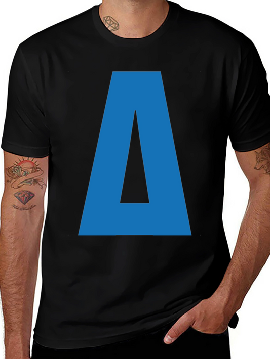Camiseta Negra con Letra Azul A para Hombre