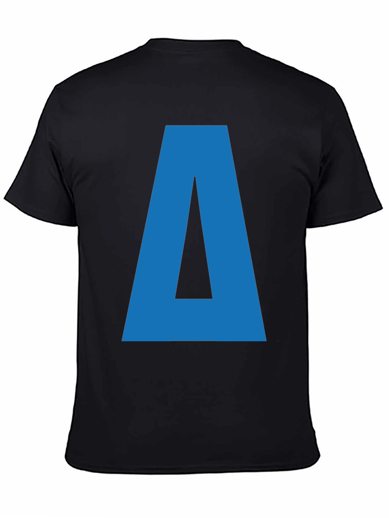 Camiseta Negra con Letra Azul A para Hombre