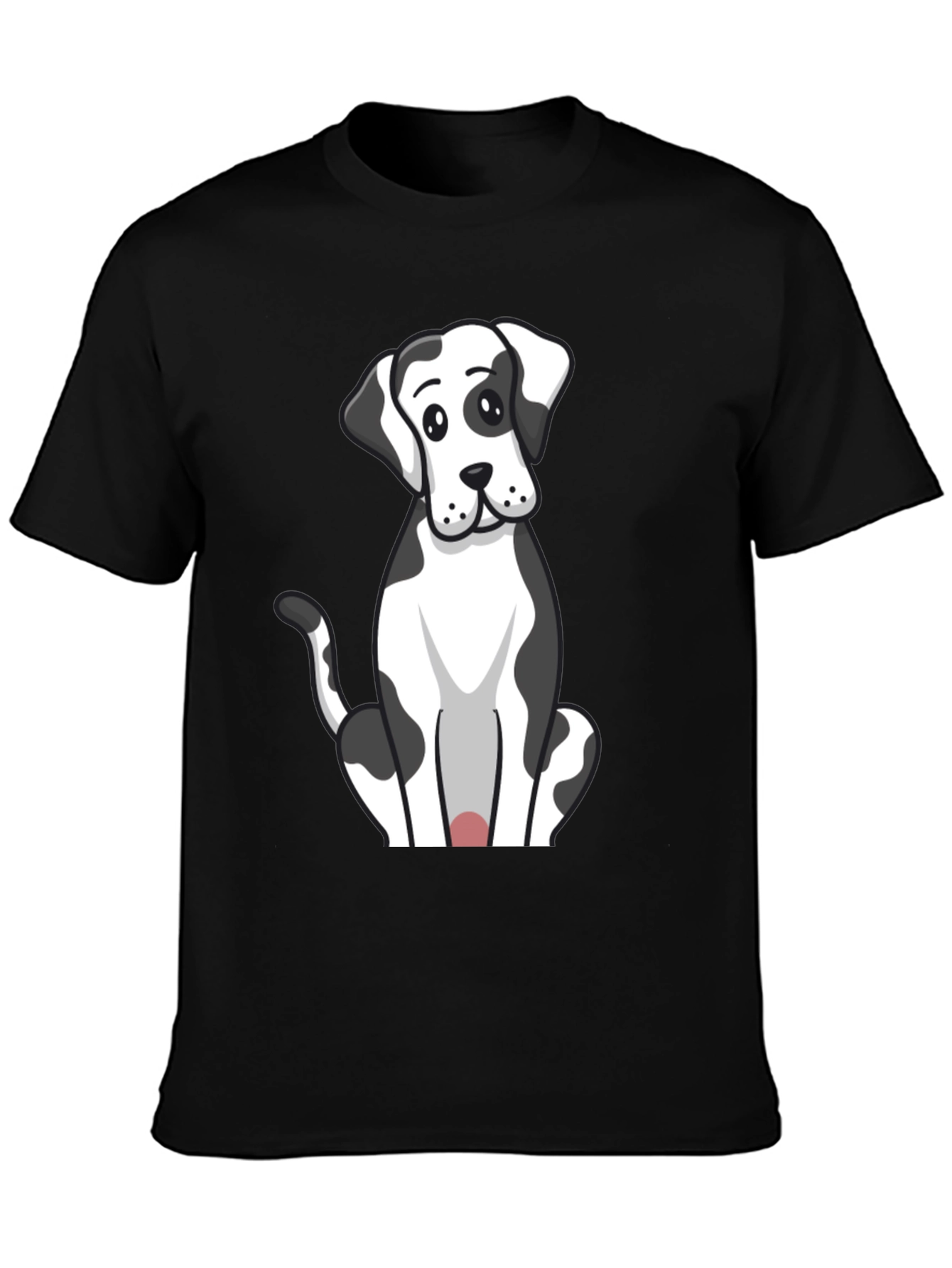 Camiseta Negra con Diseño de Perro Dálmata