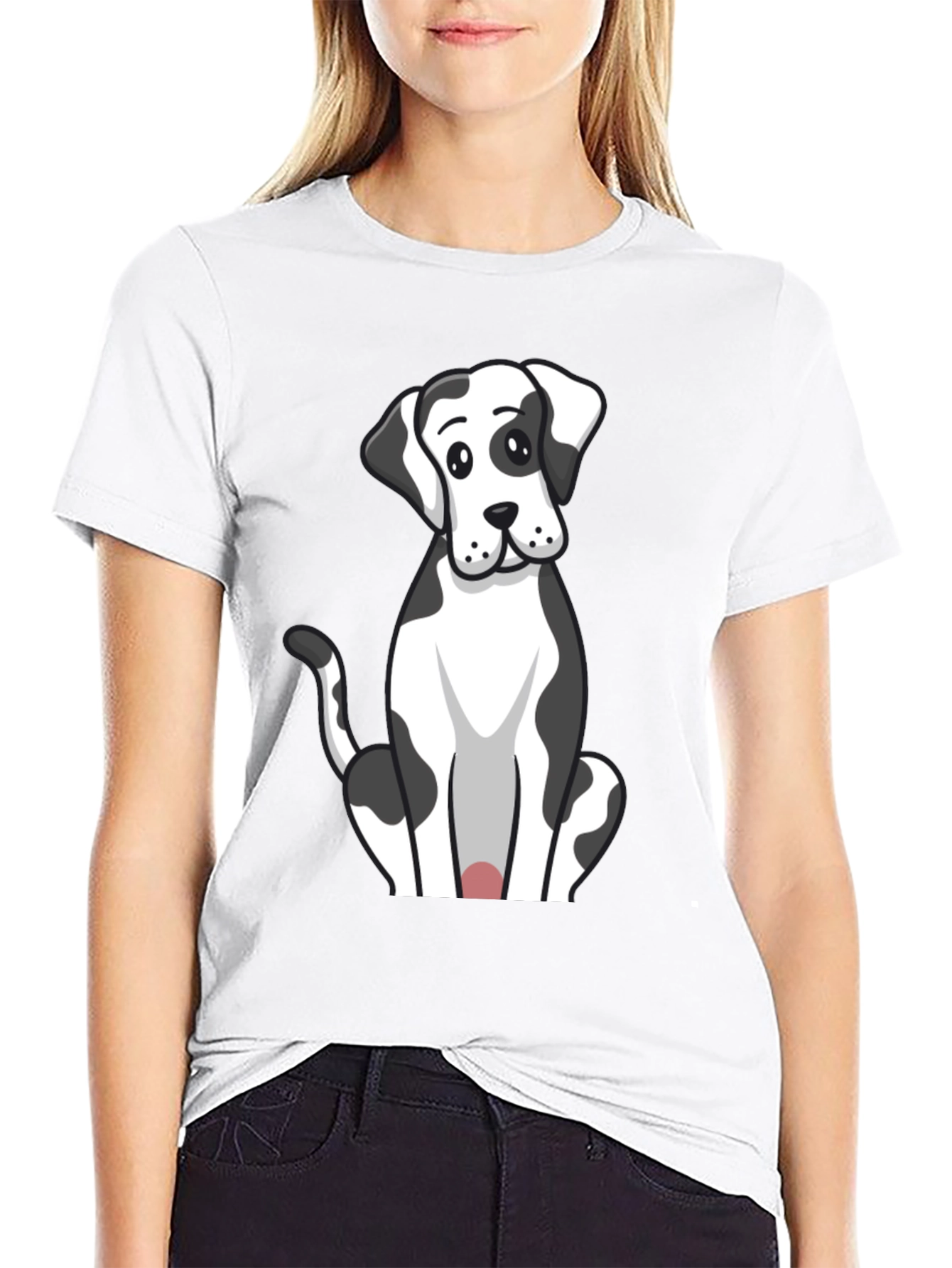 Camiseta Negra con Diseño de Perro Dálmata