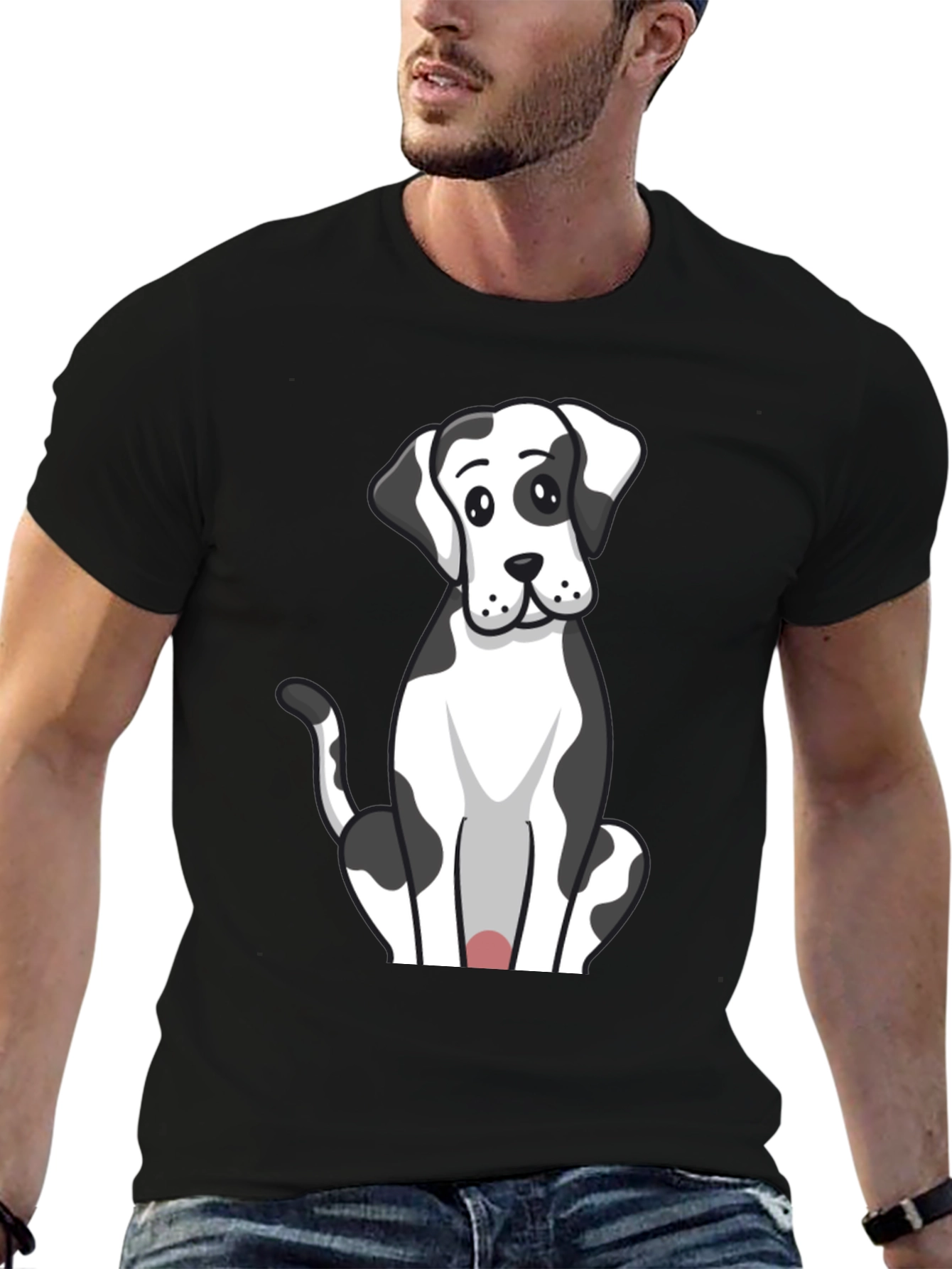 Camiseta Negra con Diseño de Perro Dálmata