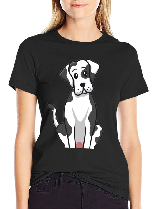 Camiseta Negra con Diseño de Perro Dálmata