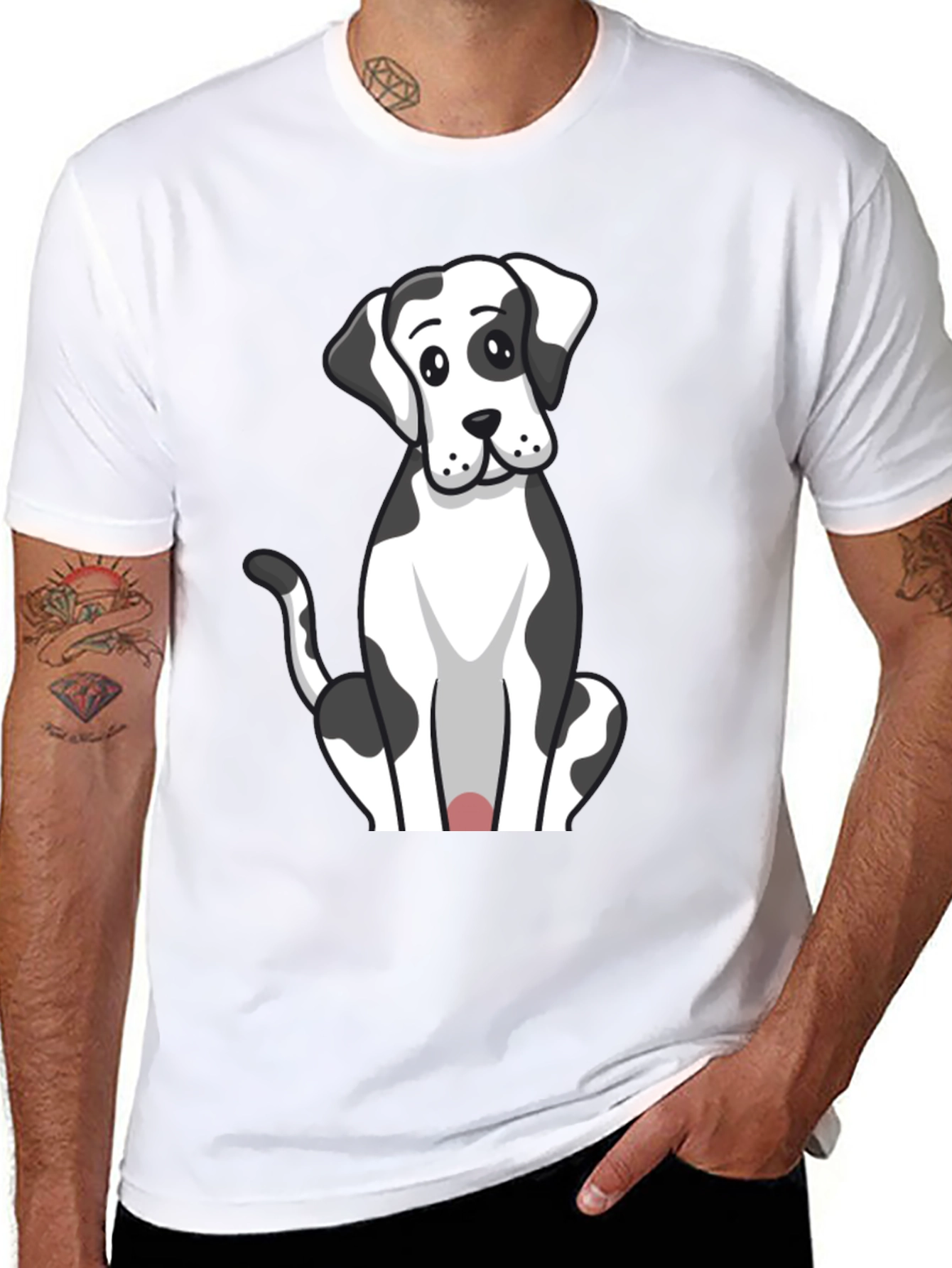 Camiseta Negra con Diseño de Perro Dálmata