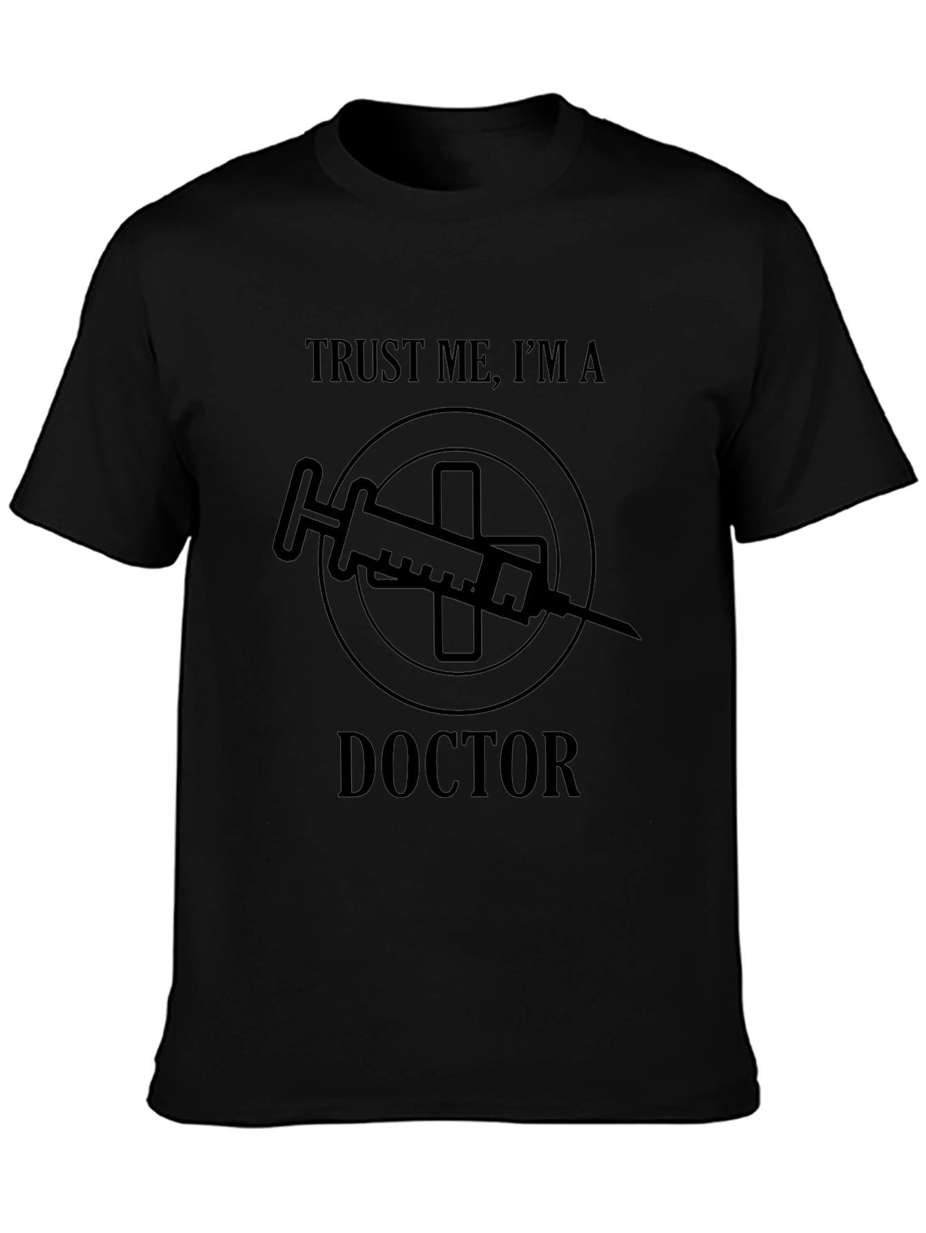 Camiseta Negra Confía en Mí Soy Doctor