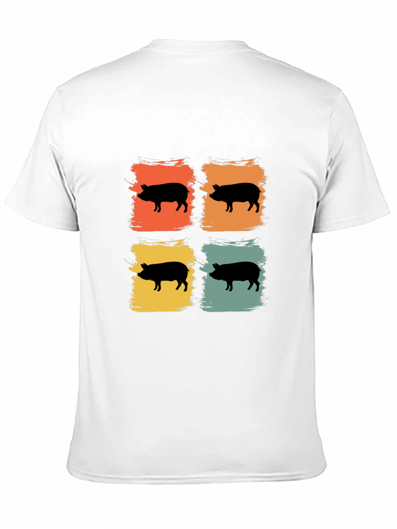 Camiseta Negra con Estampado Retro de Cerdos