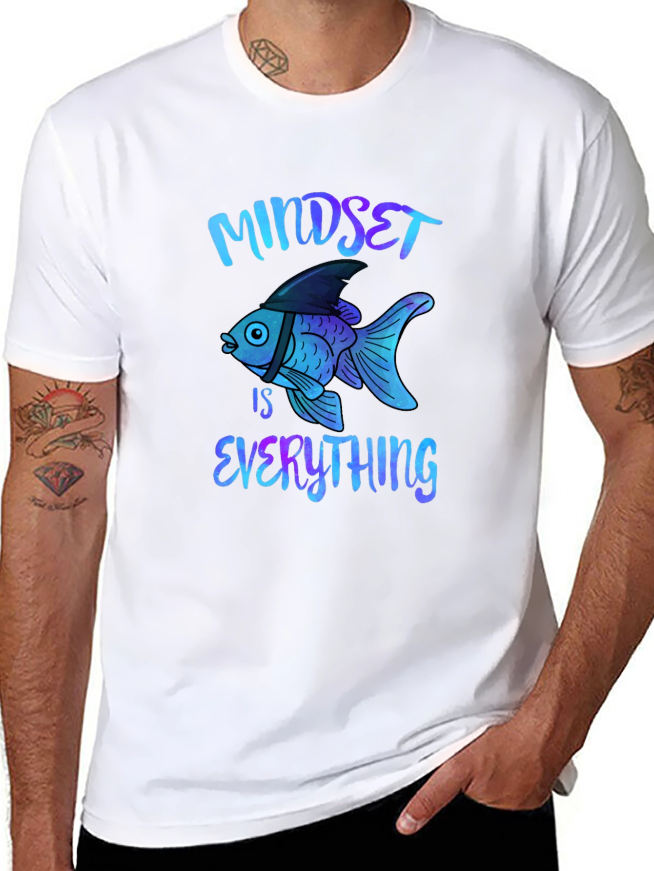 Camiseta Negra Mindset is Everything Diseño de Pez