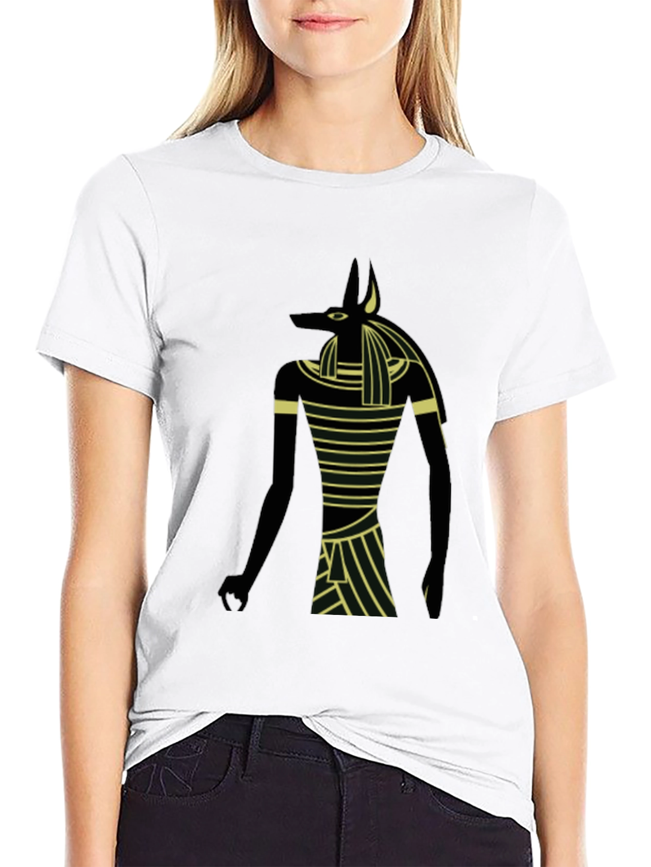 Camiseta Hombre Negra Diseño Anubis Egipcio