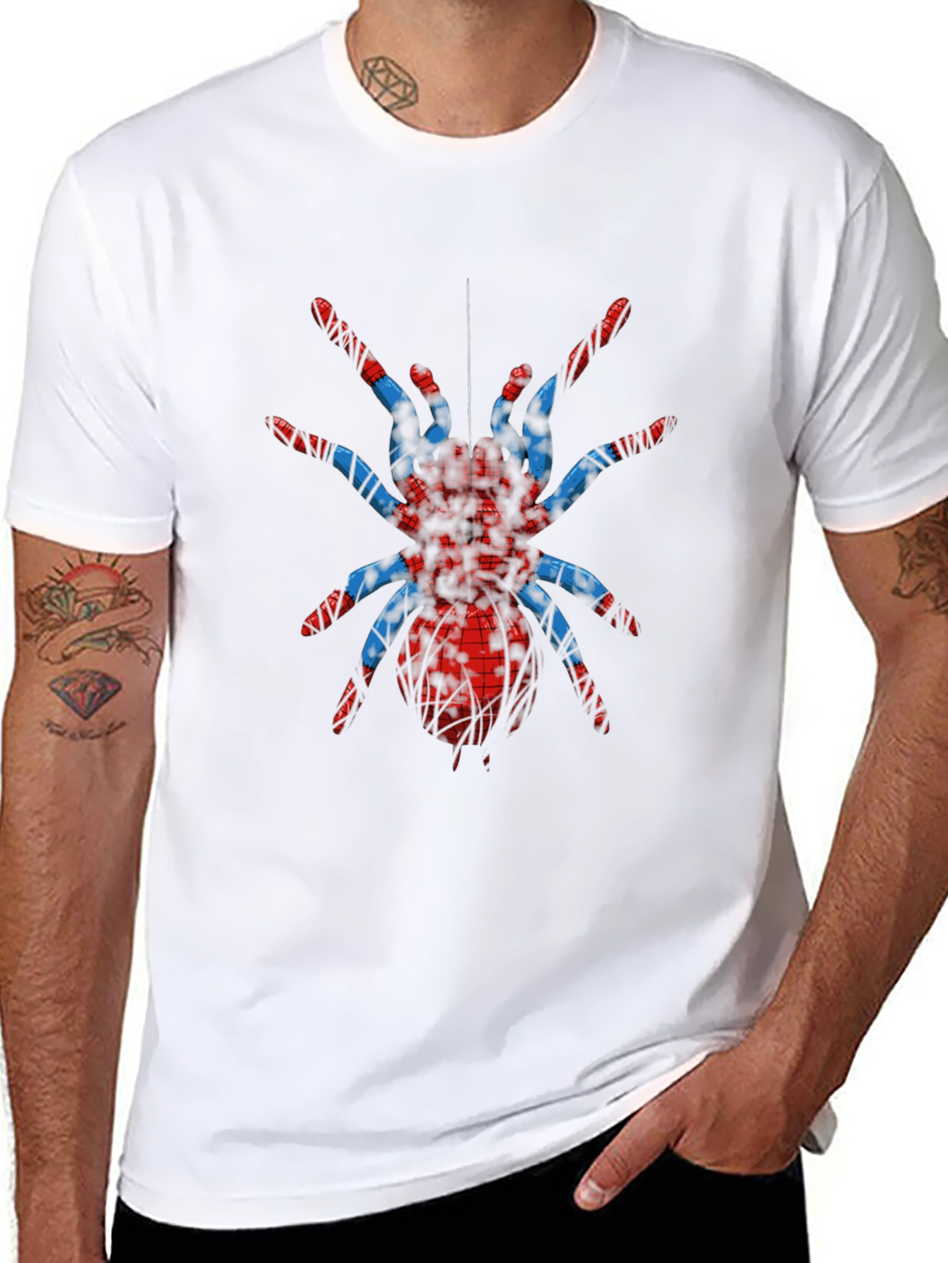 Camiseta Negra con Araña Estampada