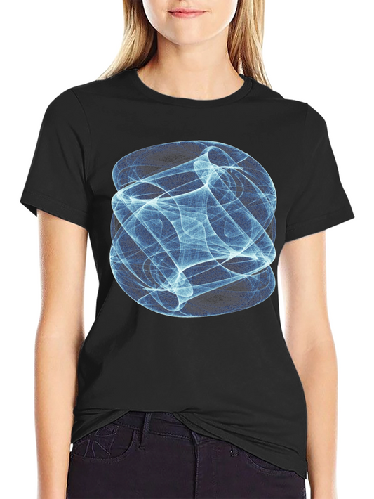 Camiseta Negra con Diseño Abstracto Azul