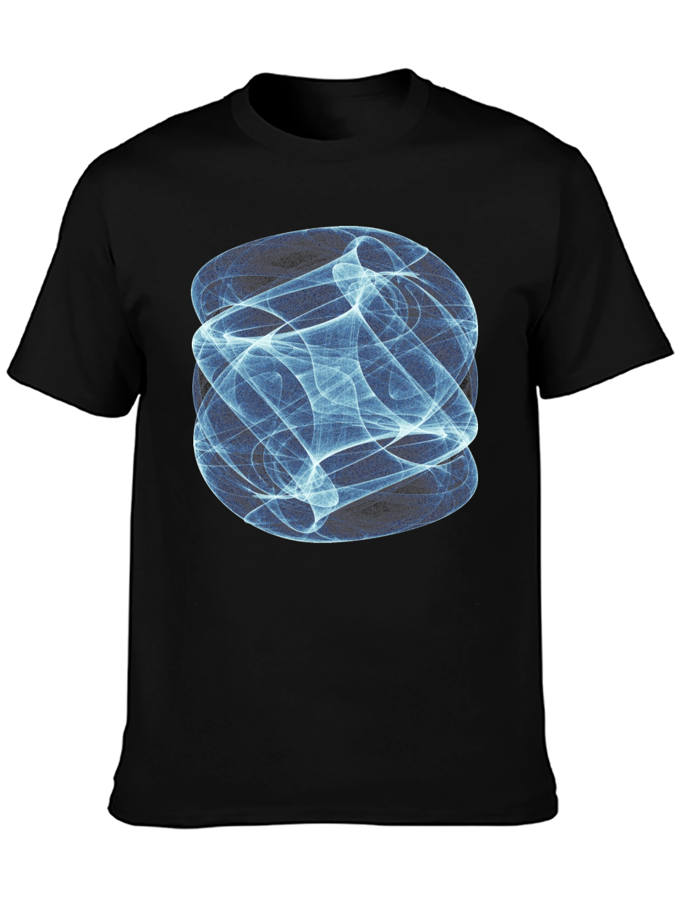 Camiseta Negra con Diseño Abstracto Azul