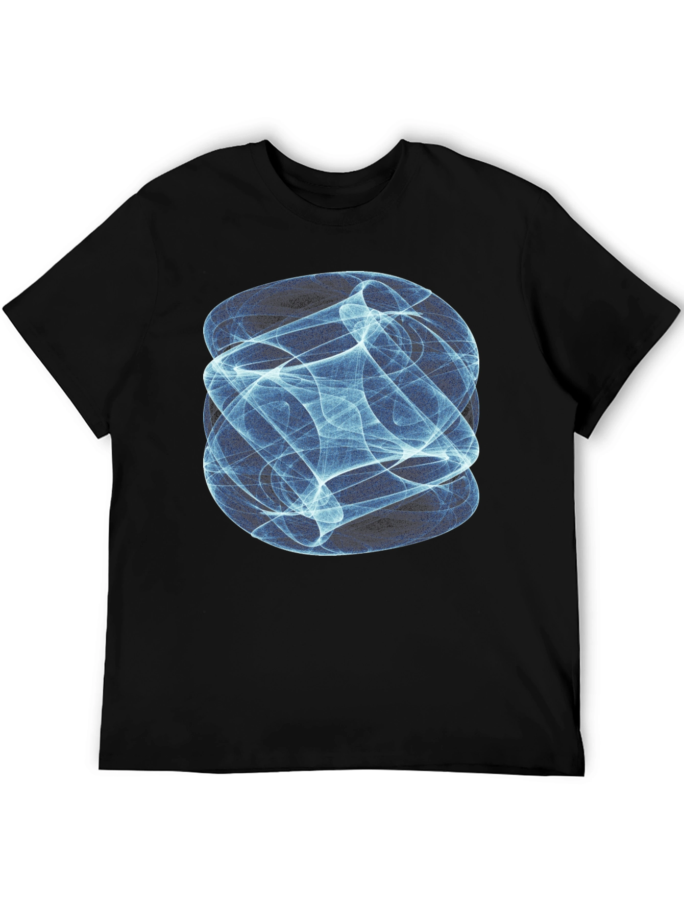 Camiseta Negra con Diseño Abstracto Azul