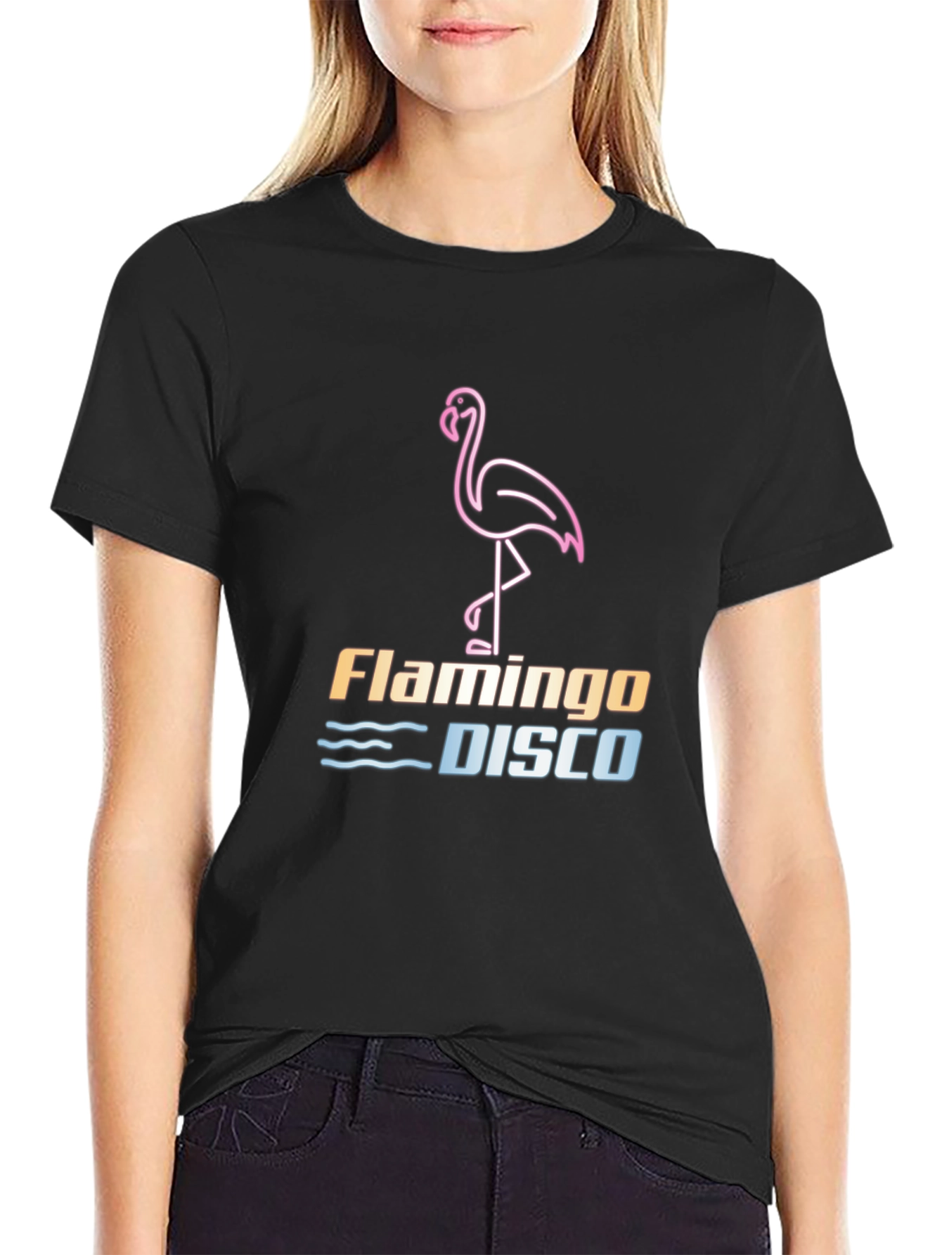 Camiseta Negra Flamingo Disco