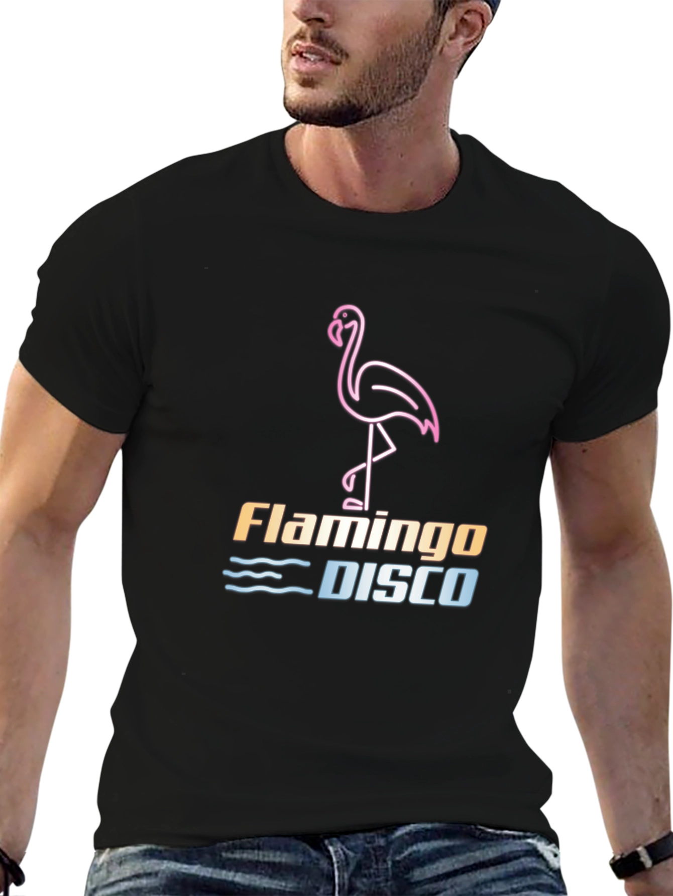 Camiseta Negra Flamingo Disco
