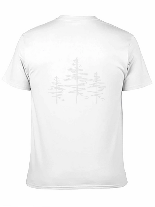Camiseta Negra Árboles Abstractos Estilo Minimalista