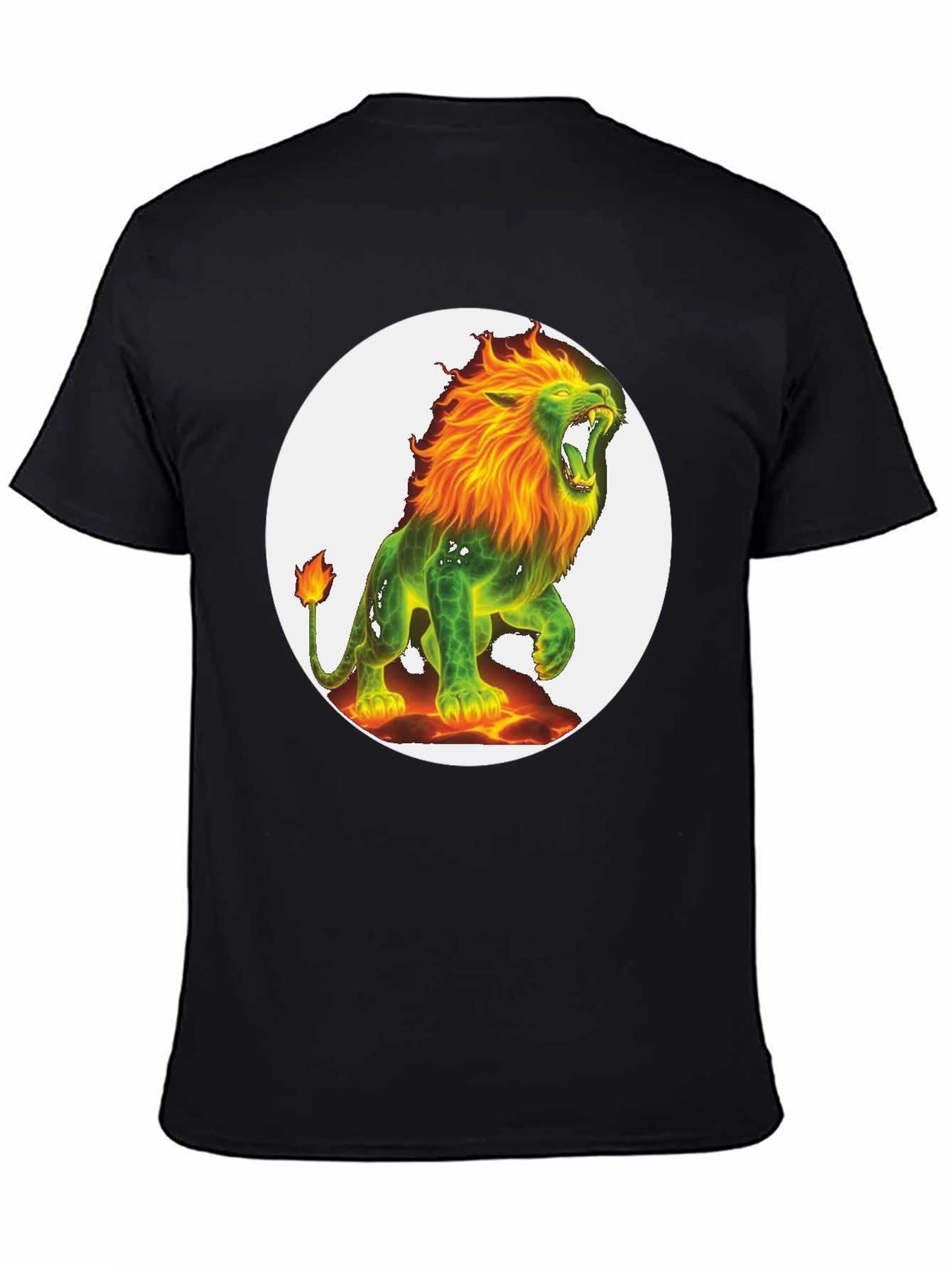 Camiseta Negra con León de Fuego Único
