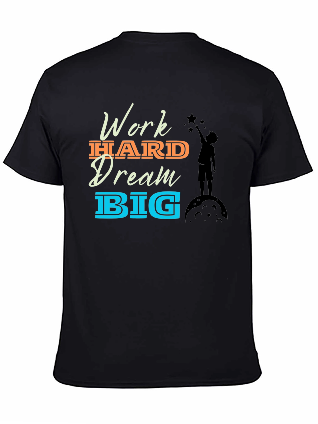 Camiseta Negra Motivacional: Trabaja Duro Sueña en Grande