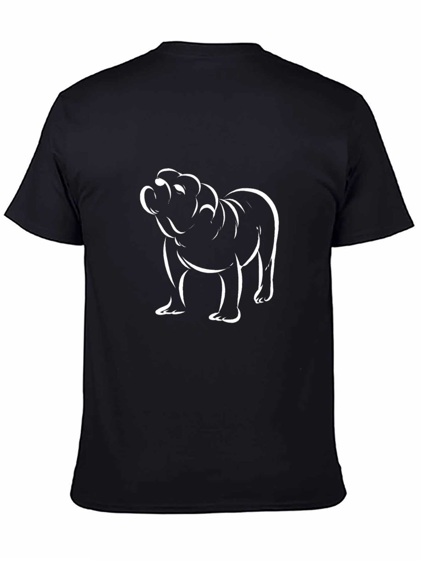 Camiseta Negra con Diseño de Bulldog Blanco