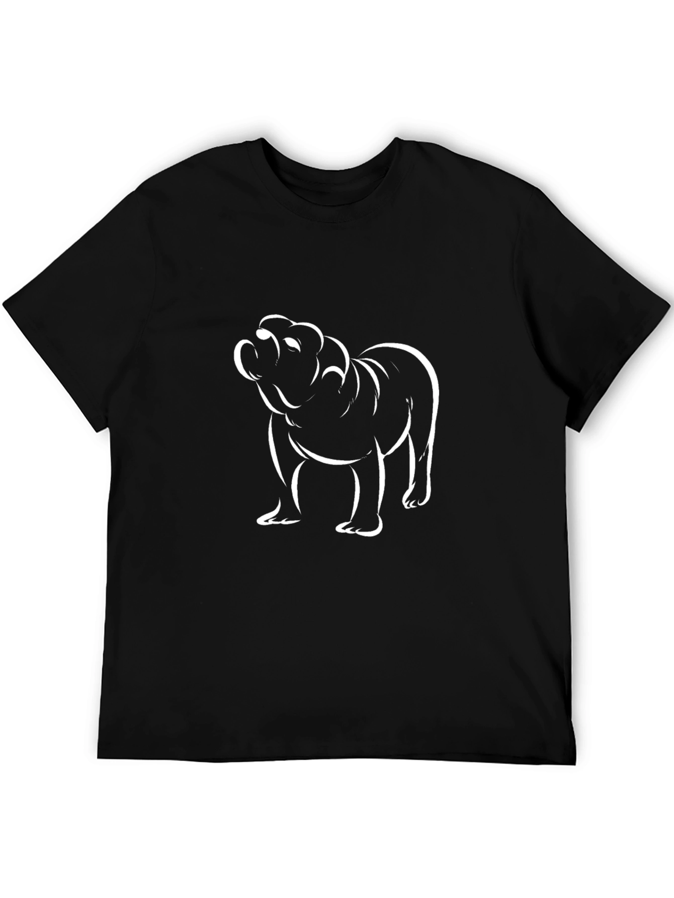Camiseta Negra con Diseño de Bulldog Blanco
