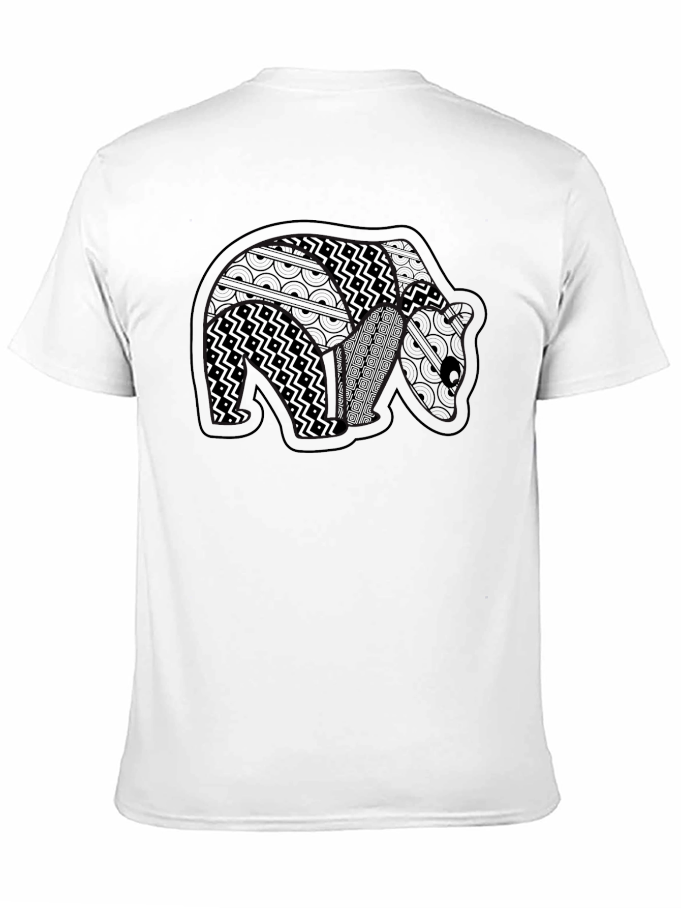 Camiseta Negra con Diseño de Oso Abstracto