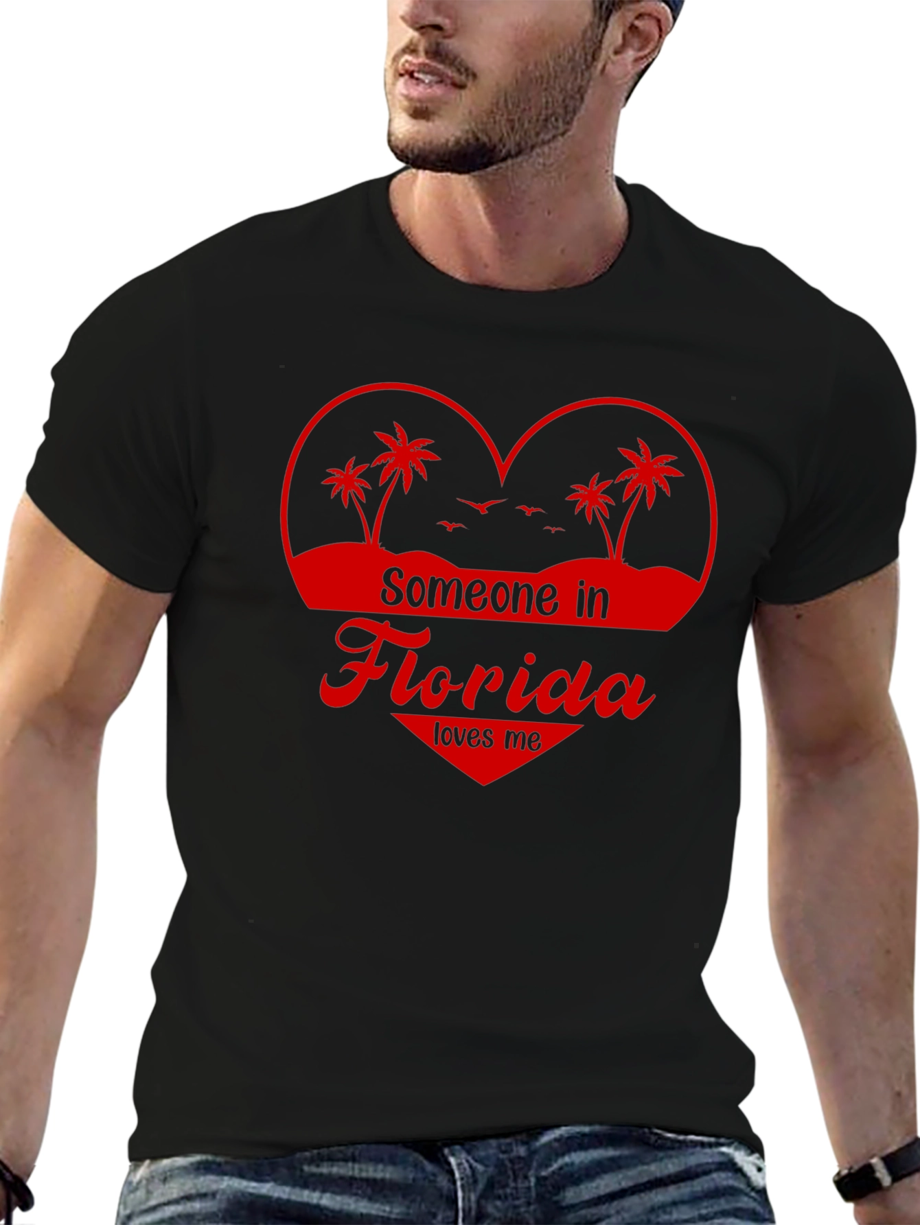 Camiseta Negra Someone in Florida Loves Me