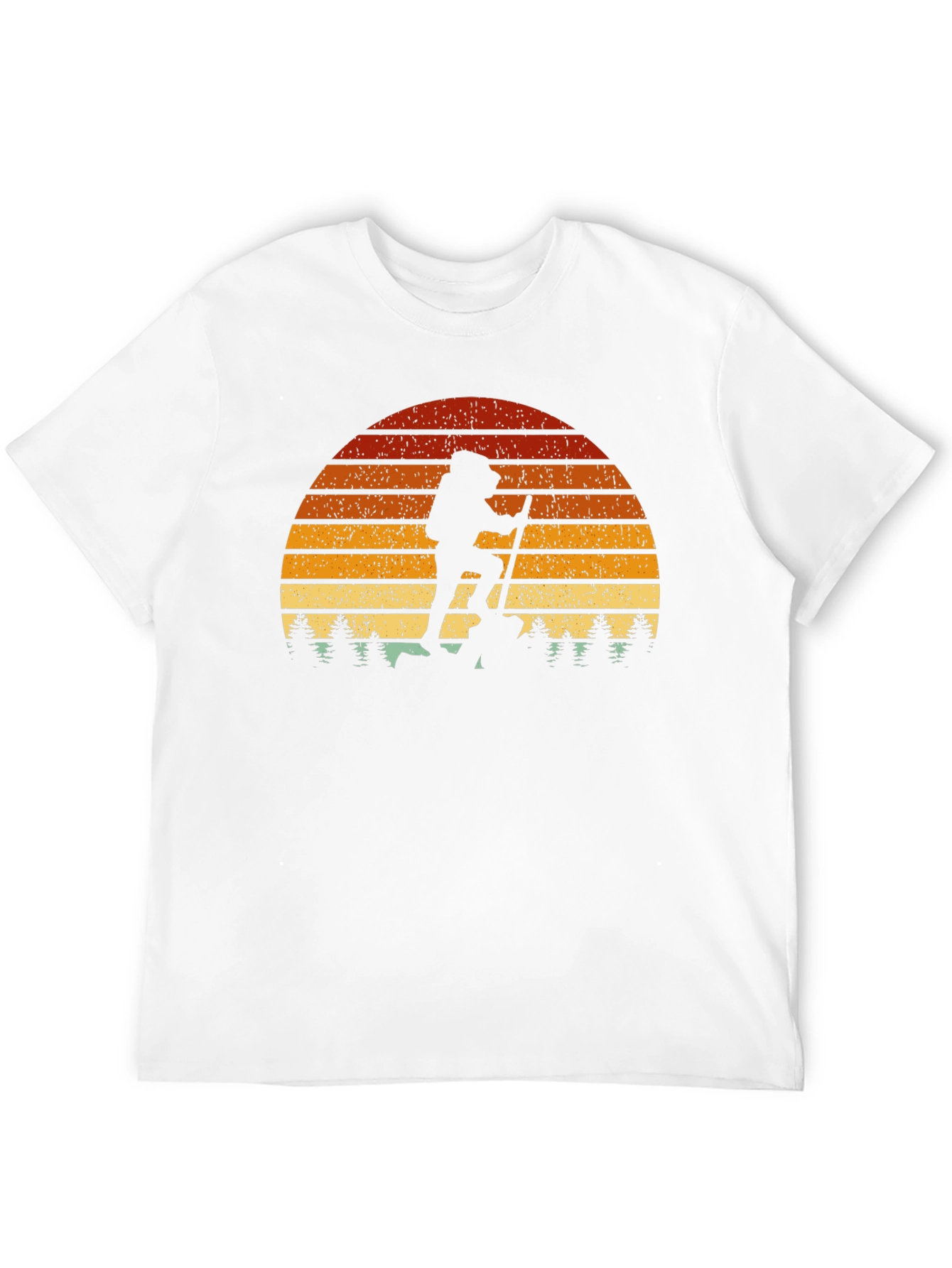 Camiseta Hombre Montañismo Retro Atardecer