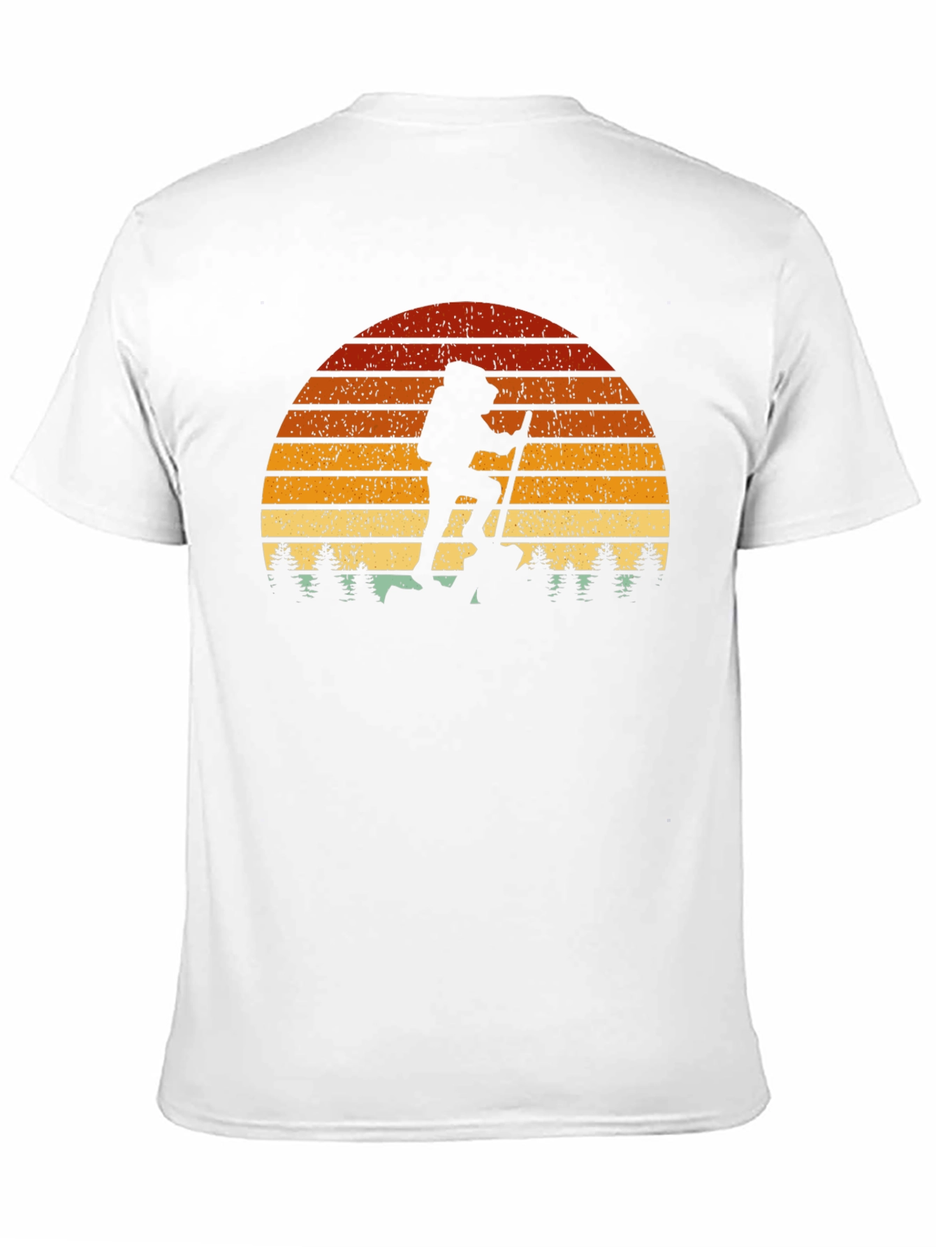 Camiseta Hombre Montañismo Retro Atardecer