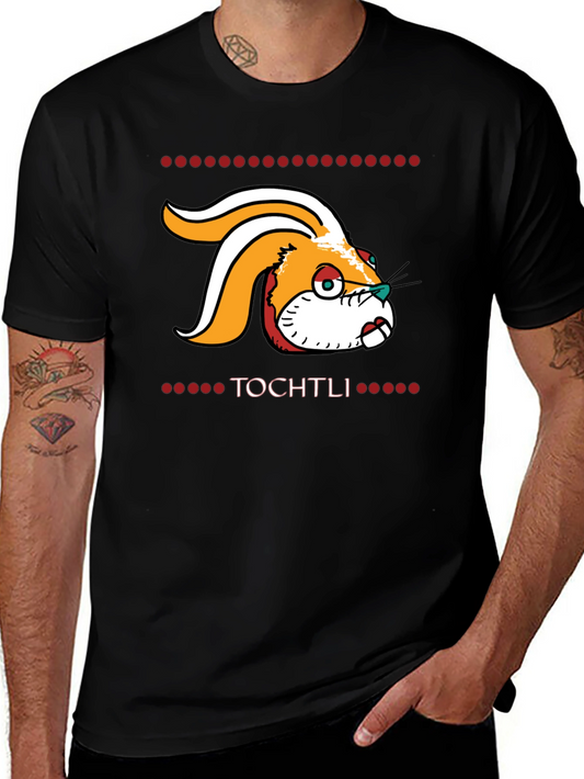 Camiseta Negra Tochtli - Diseño Azteca Conejo