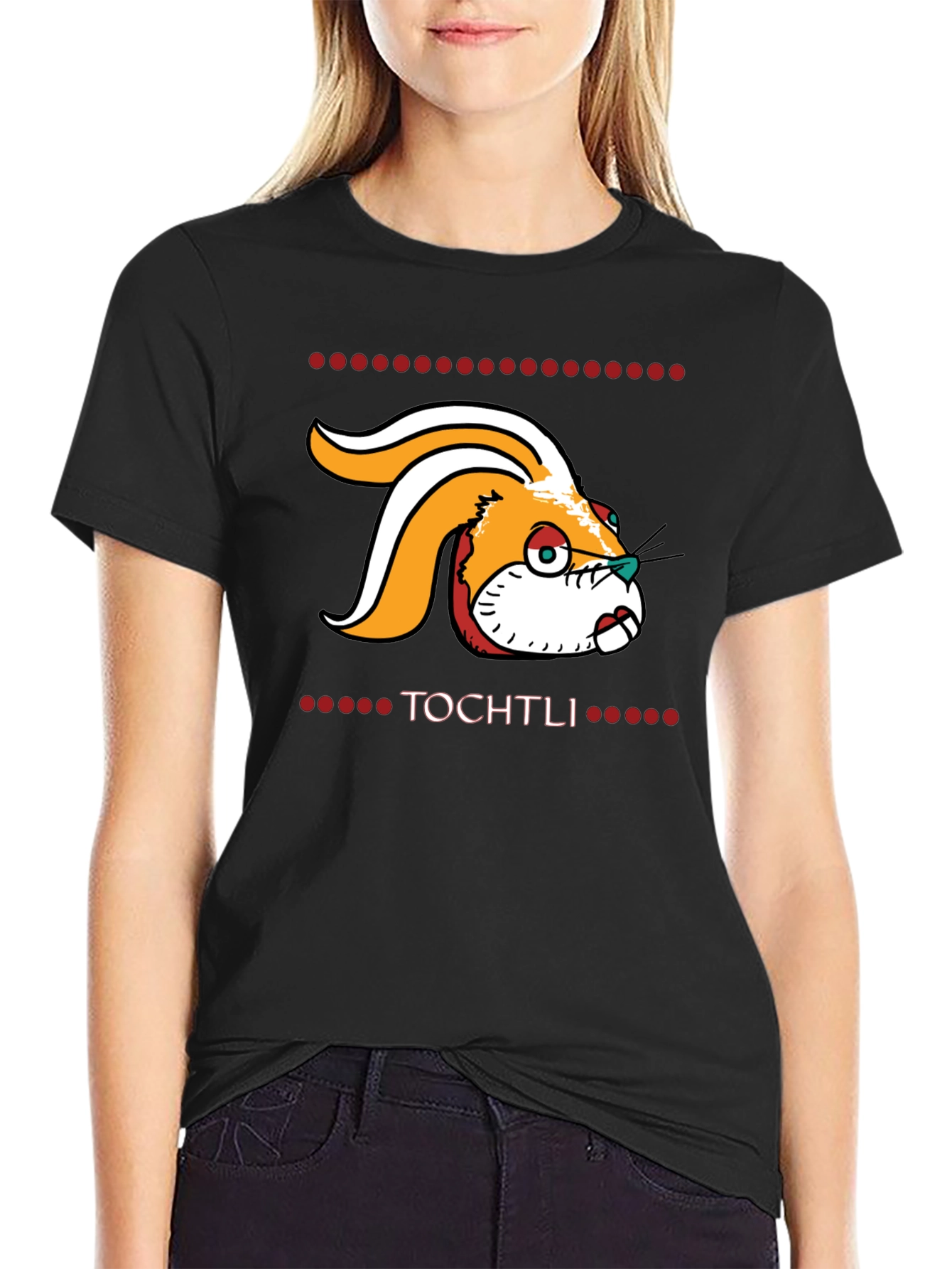 Camiseta Negra Tochtli - Diseño Azteca Conejo
