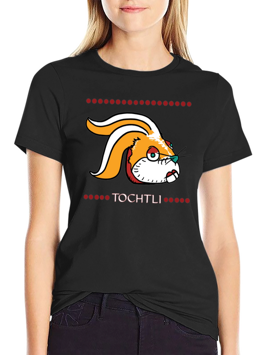 Camiseta Negra Tochtli - Diseño Azteca Conejo