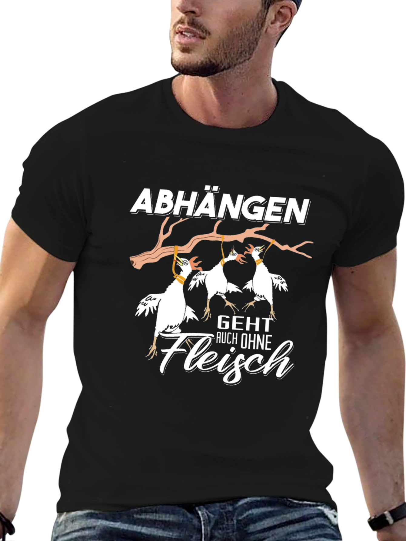 Camiseta Negra Divertida Abhängen Geht Auch Ohne Fleisch