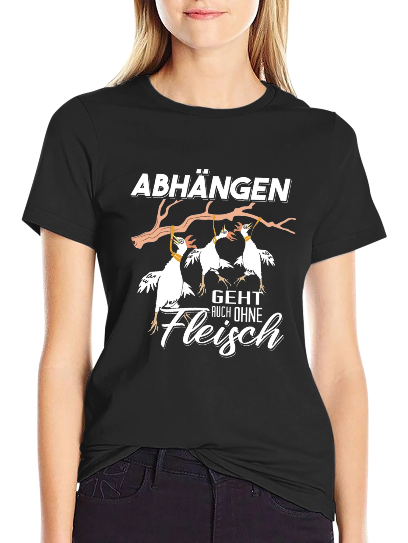 Camiseta Negra Divertida Abhängen Geht Auch Ohne Fleisch