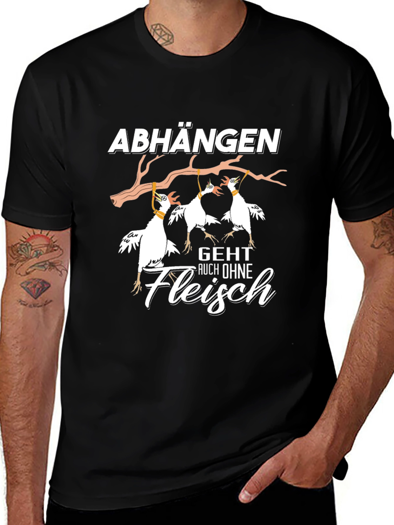Camiseta Negra Divertida Abhängen Geht Auch Ohne Fleisch