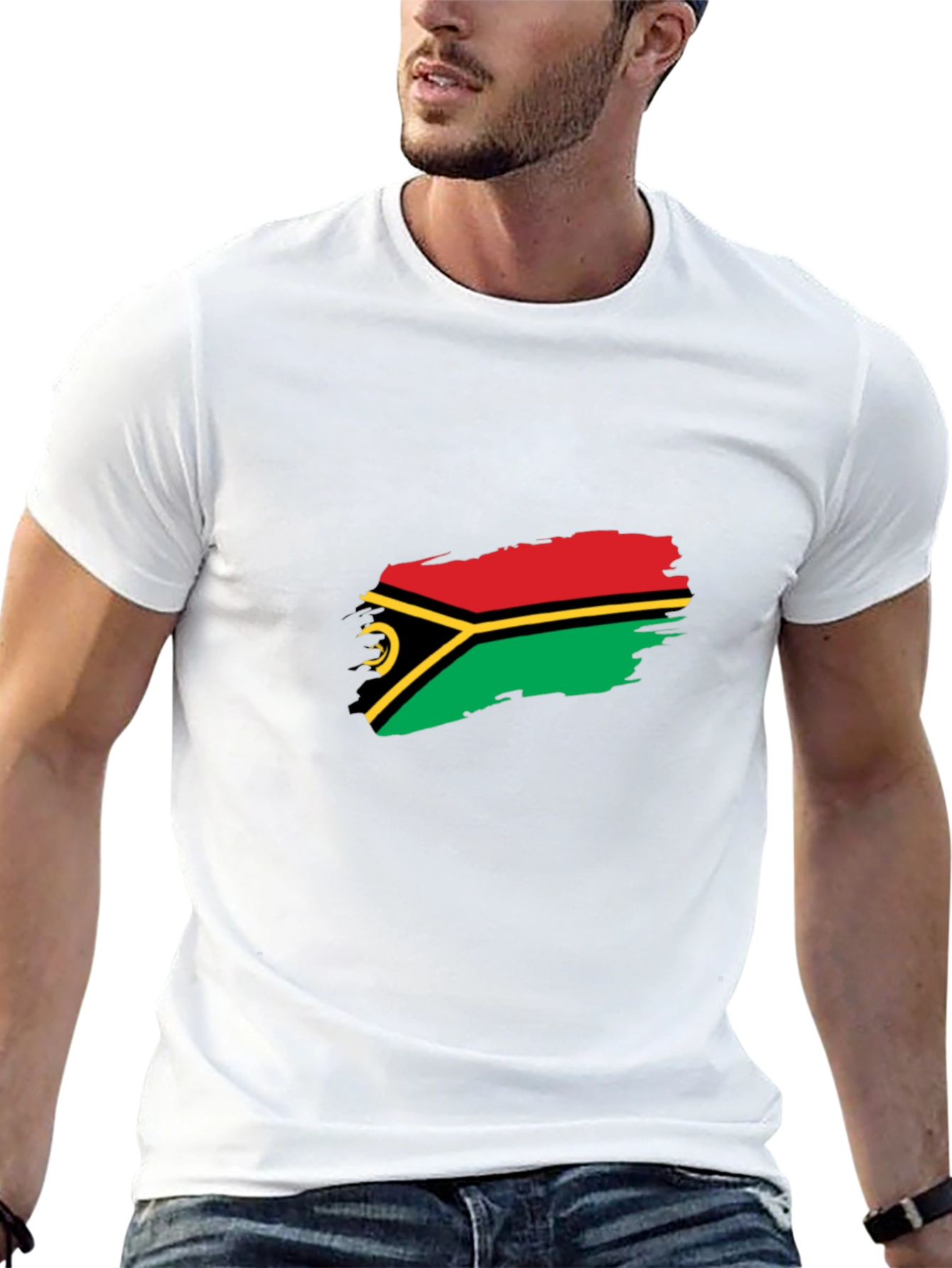 Camiseta Negra con Diseño de Vanuatu