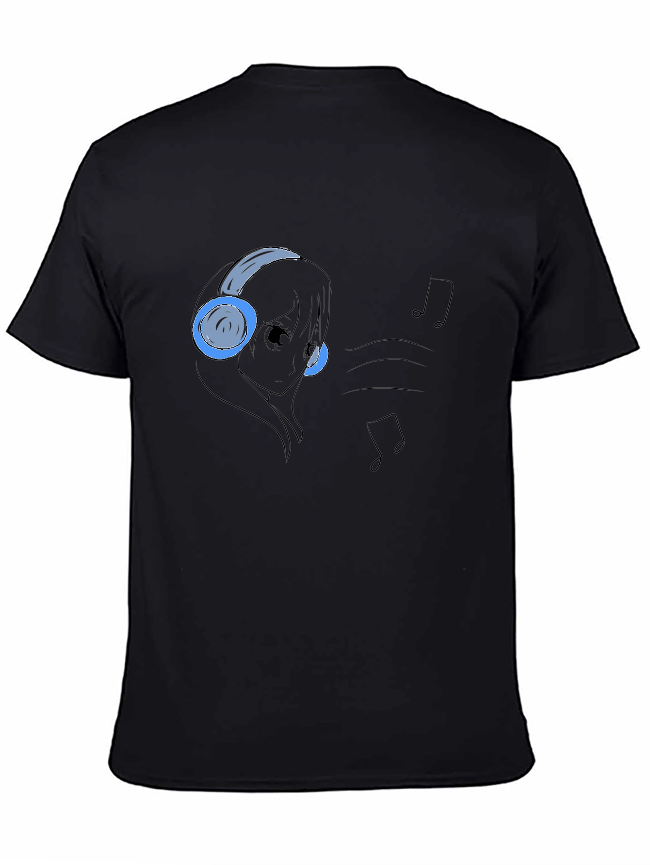 Camiseta Negra con Diseño Anime Musical