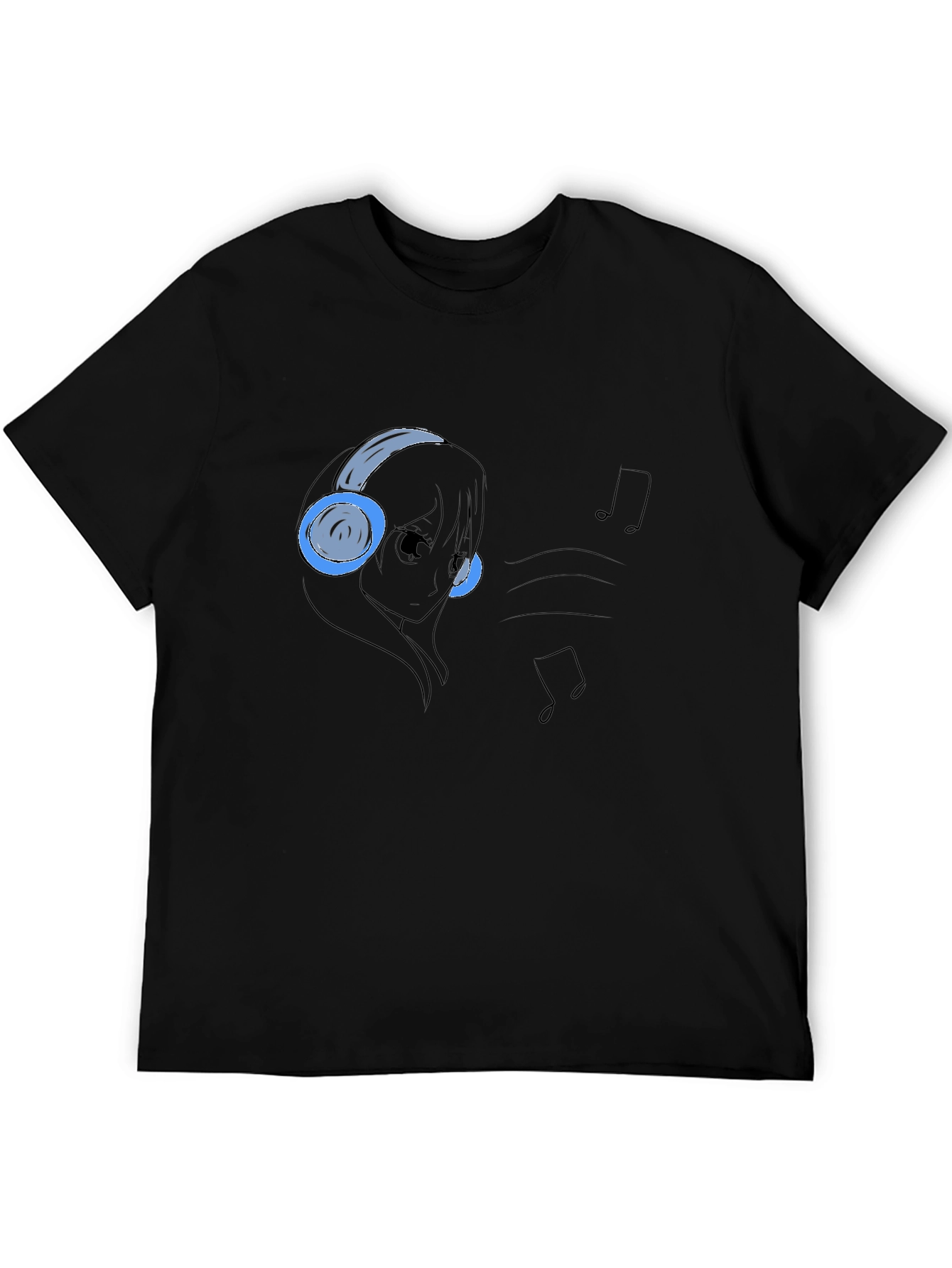 Camiseta Negra con Diseño Anime Musical