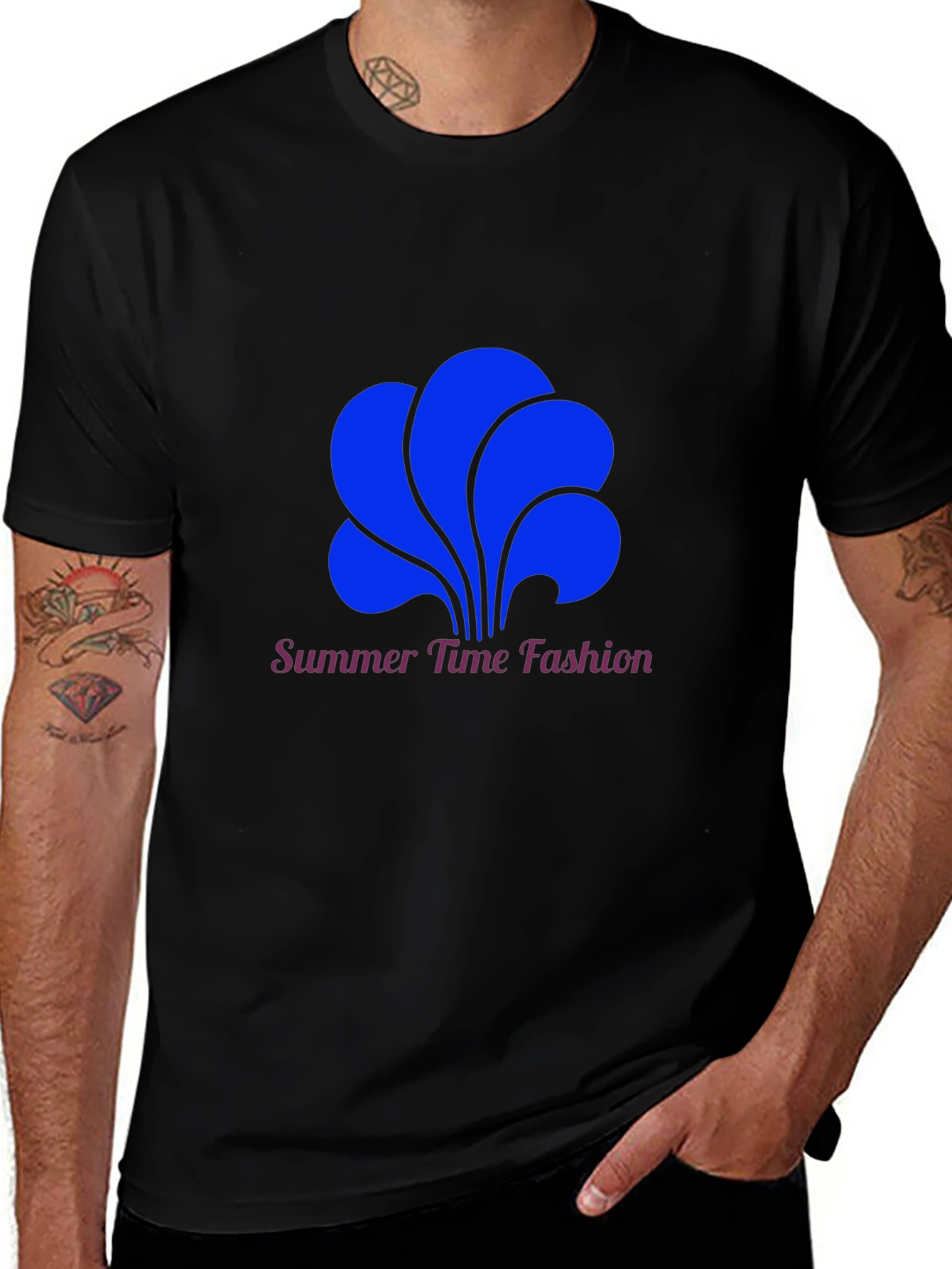 Camiseta Negra Estampada Summer Time Fashion