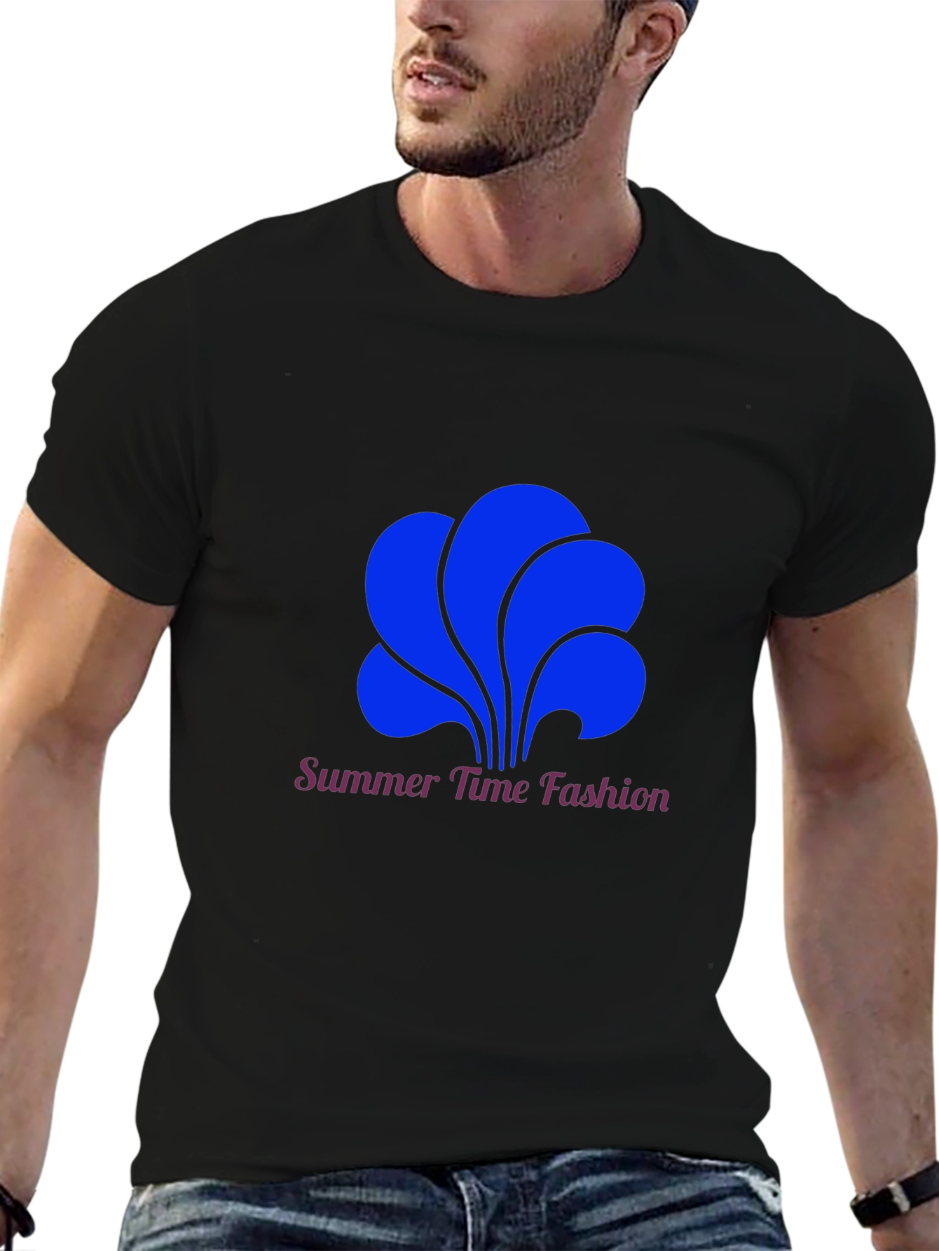 Camiseta Negra Estampada Summer Time Fashion