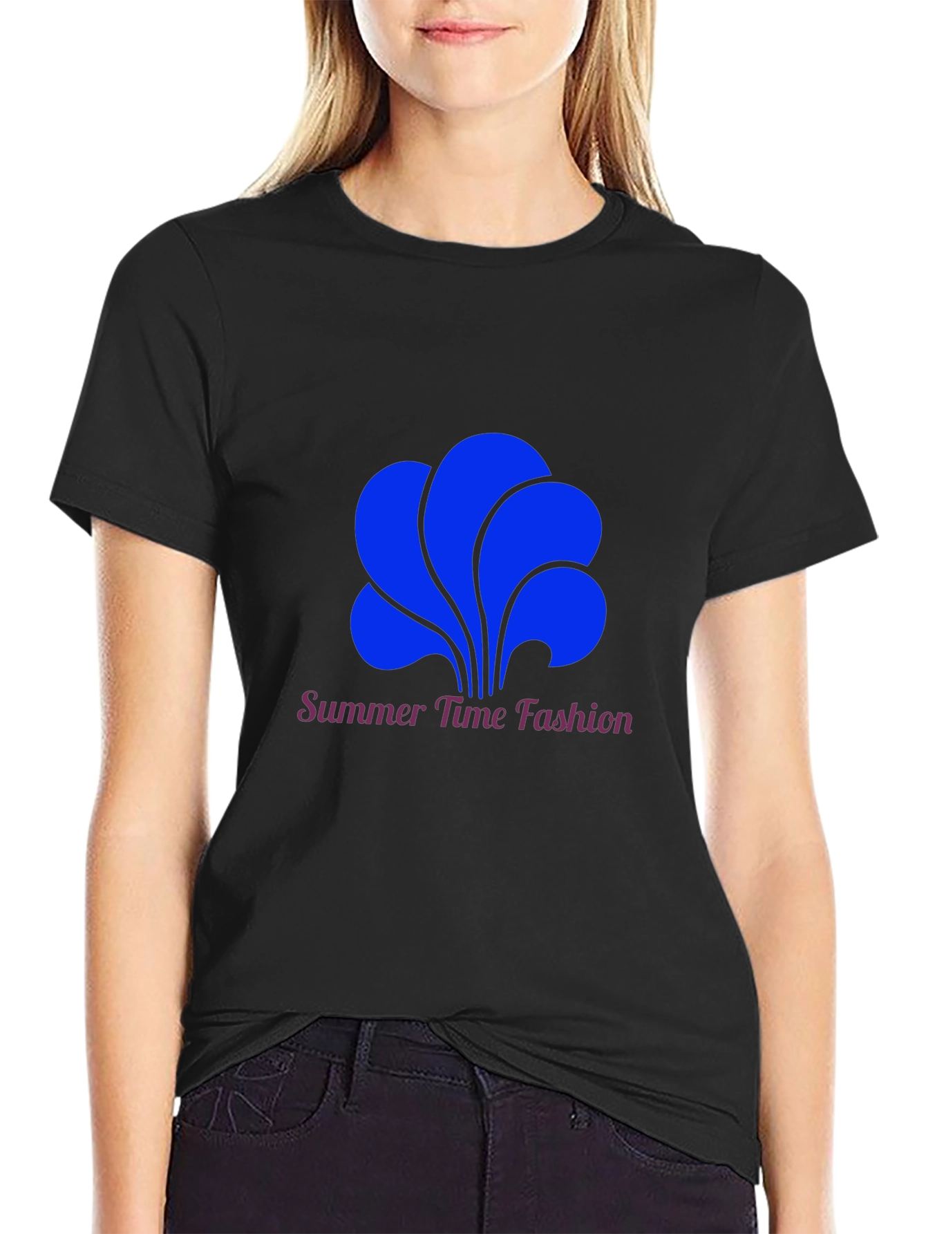 Camiseta Negra Estampada Summer Time Fashion