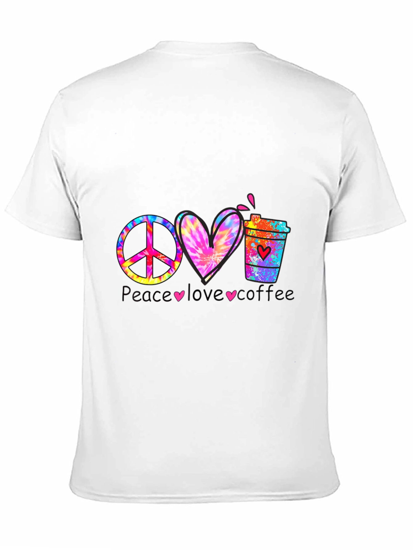 Camiseta Peace Love Coffee Hippie