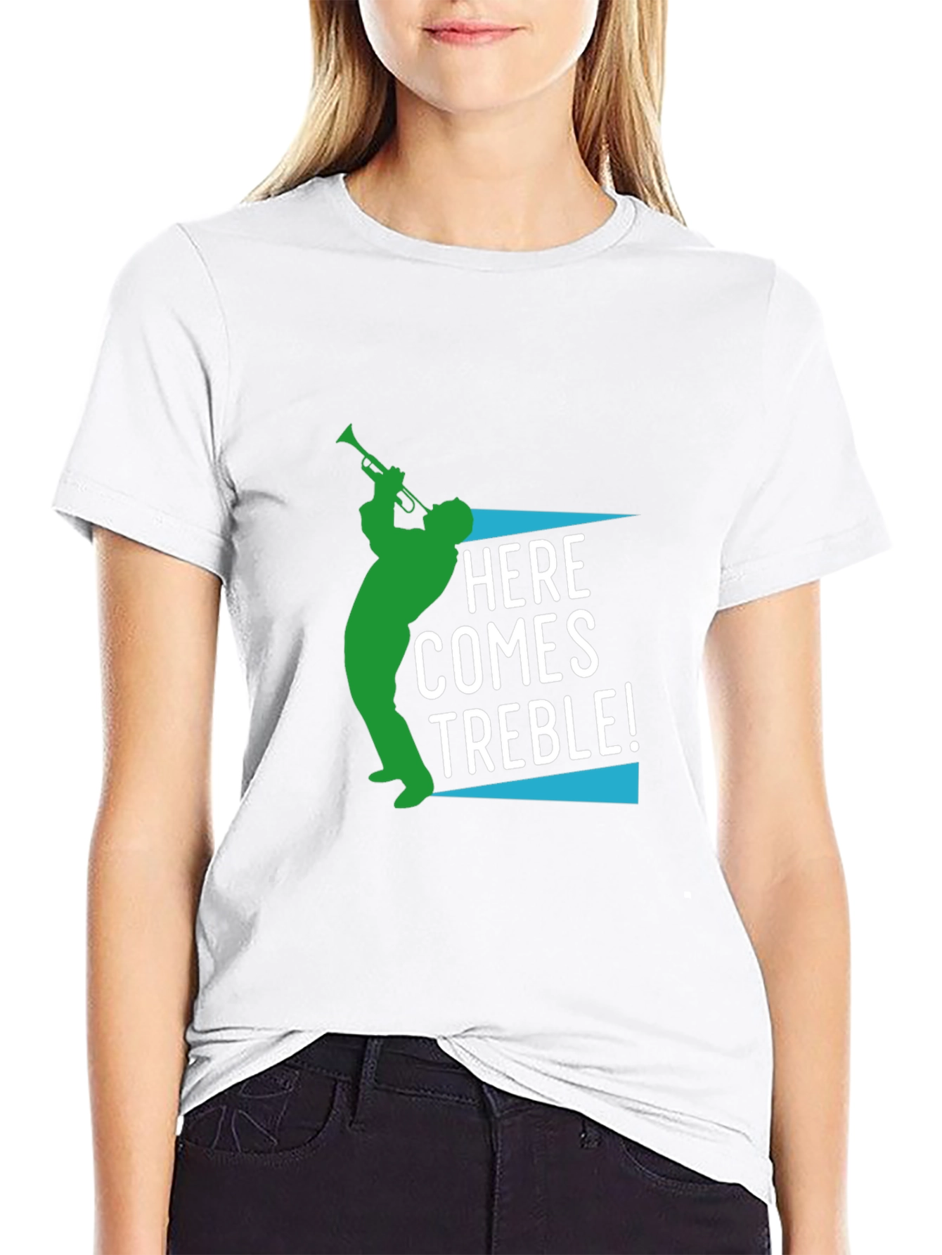 Camiseta Negra Hombre Diseño Aquí Viene Treble
