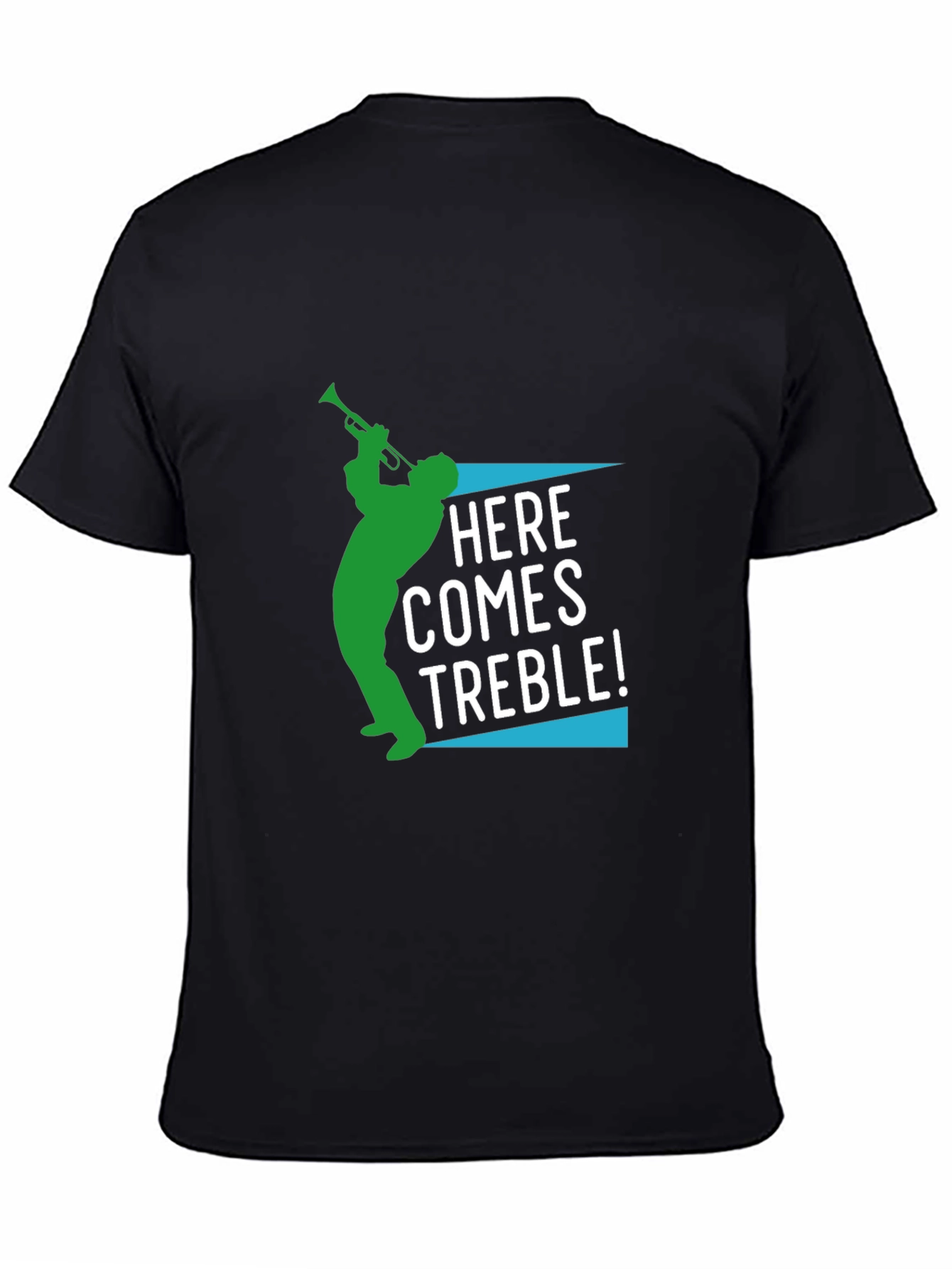 Camiseta Negra Hombre Diseño Aquí Viene Treble