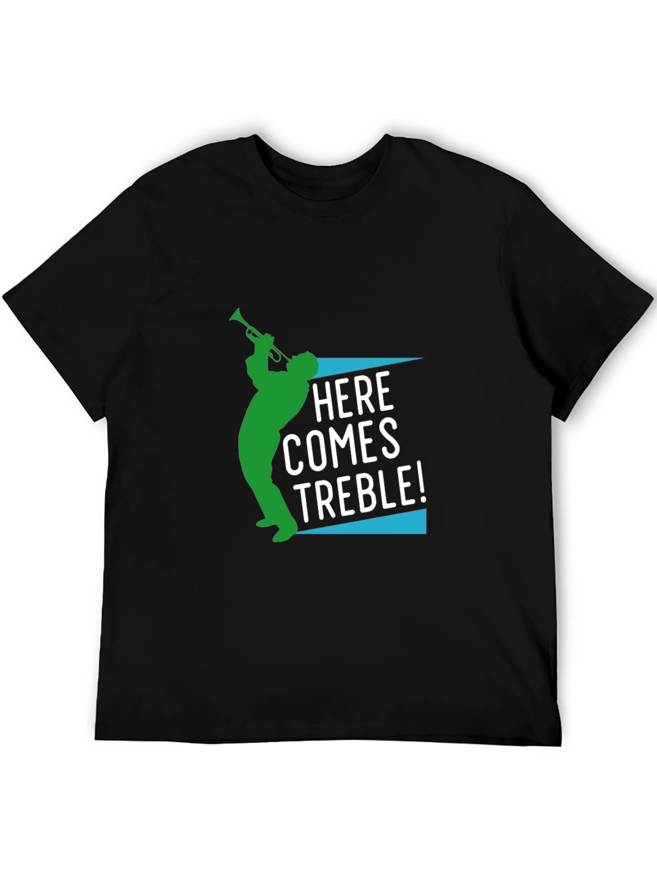 Camiseta Negra Hombre Diseño Aquí Viene Treble