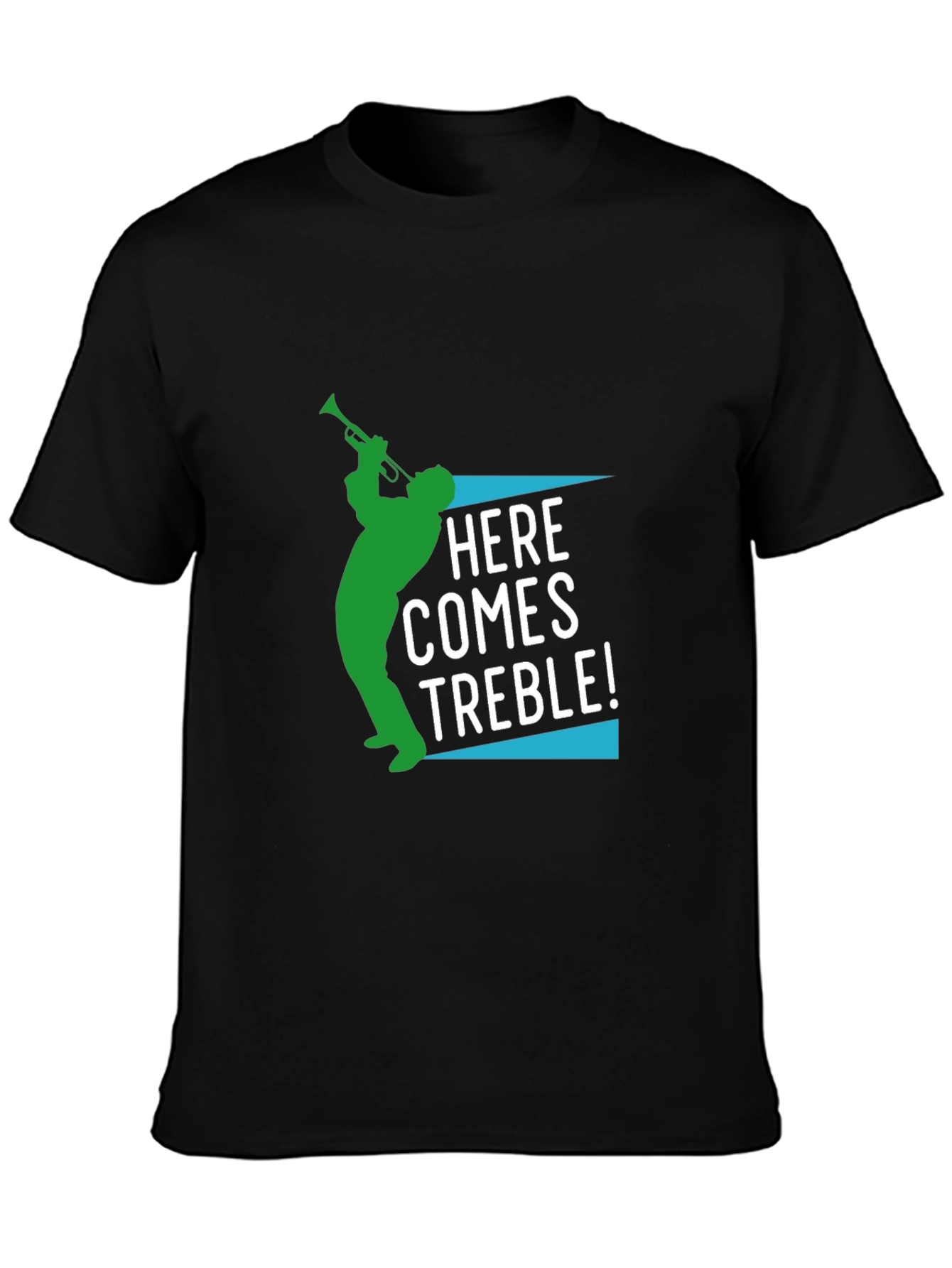 Camiseta Negra Hombre Diseño Aquí Viene Treble