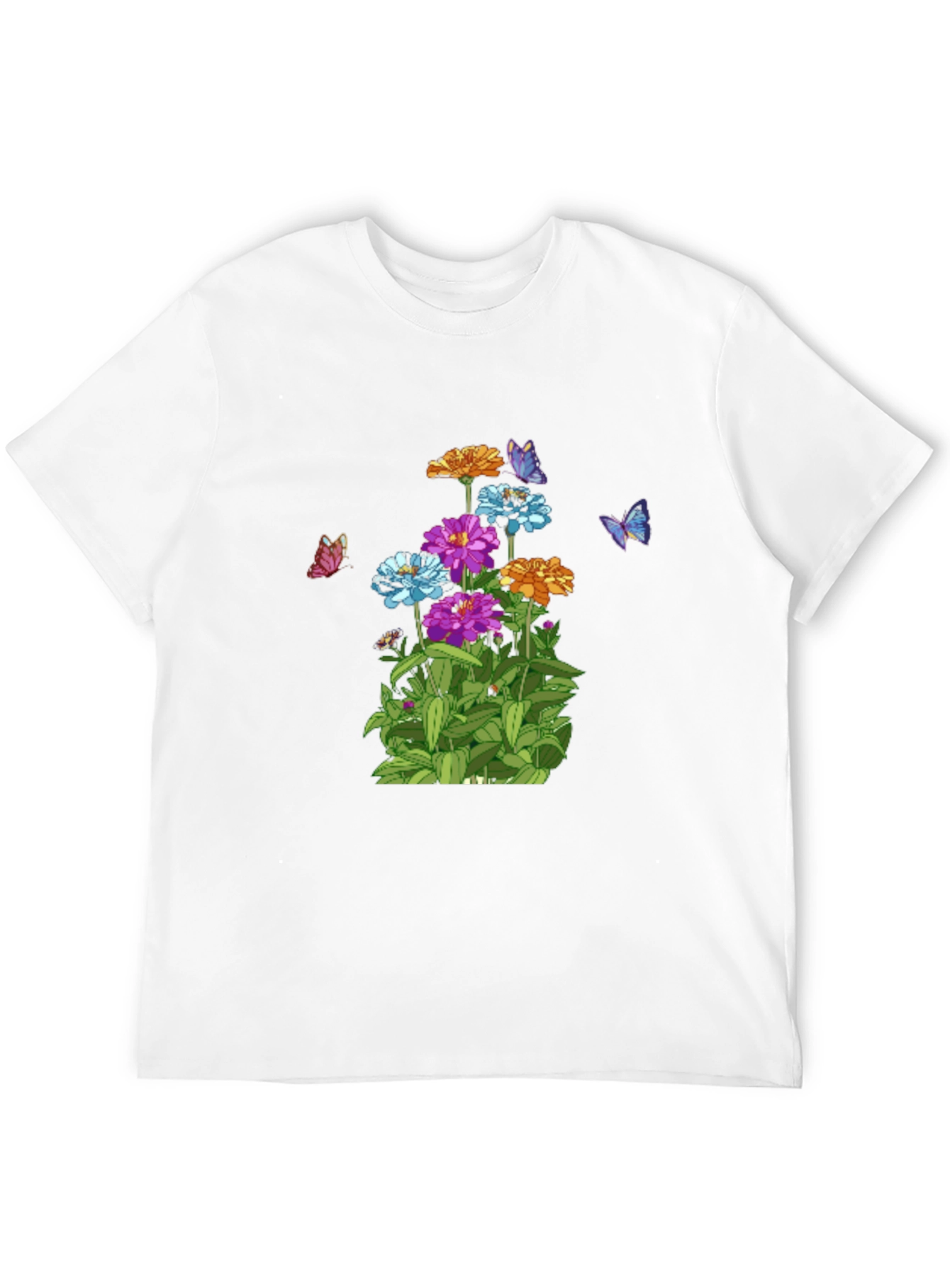 Camiseta Negra con Flores y Mariposas